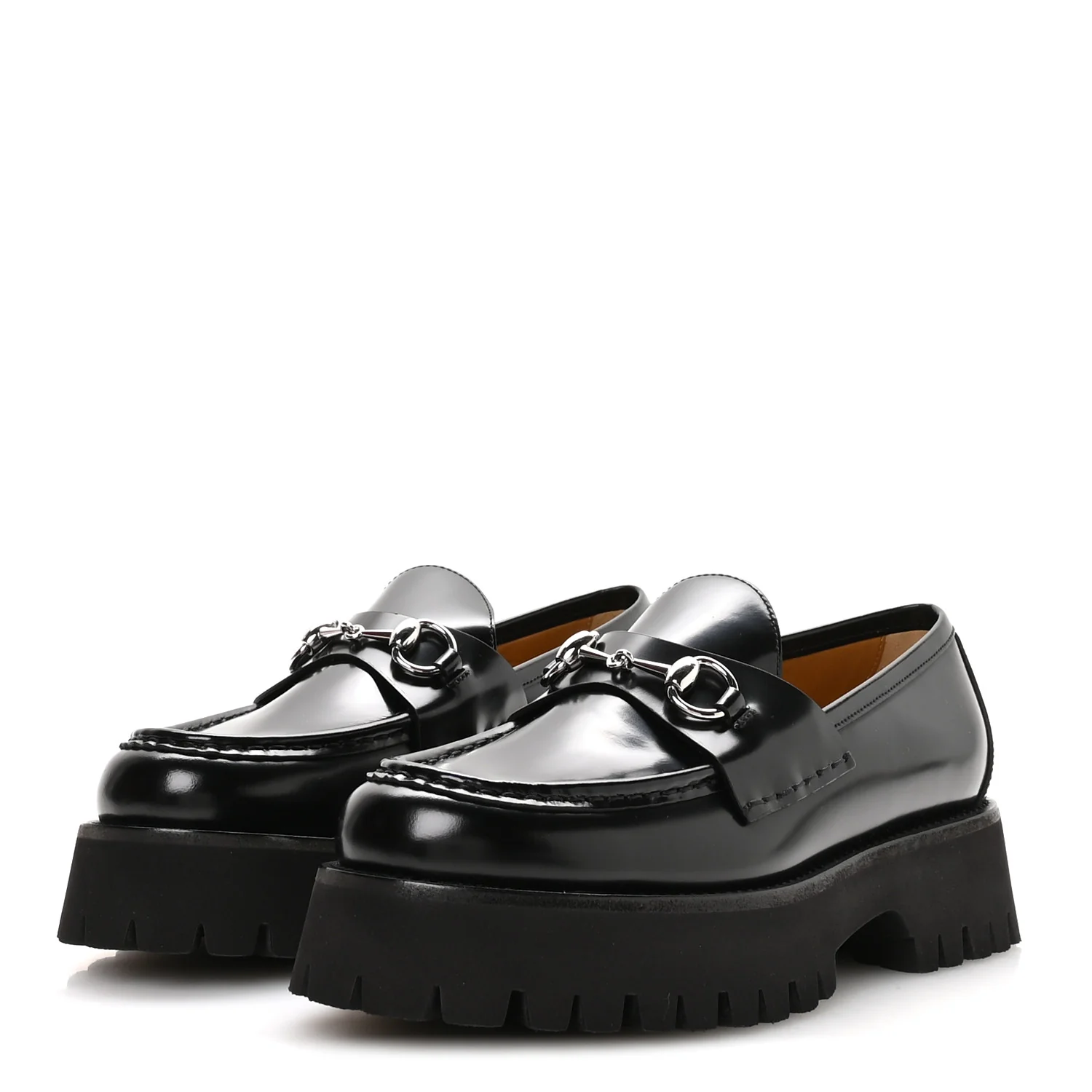 Cordovan Lux Womens Horsebit 45mm Platform Loafers 39.5 Black - Image 4