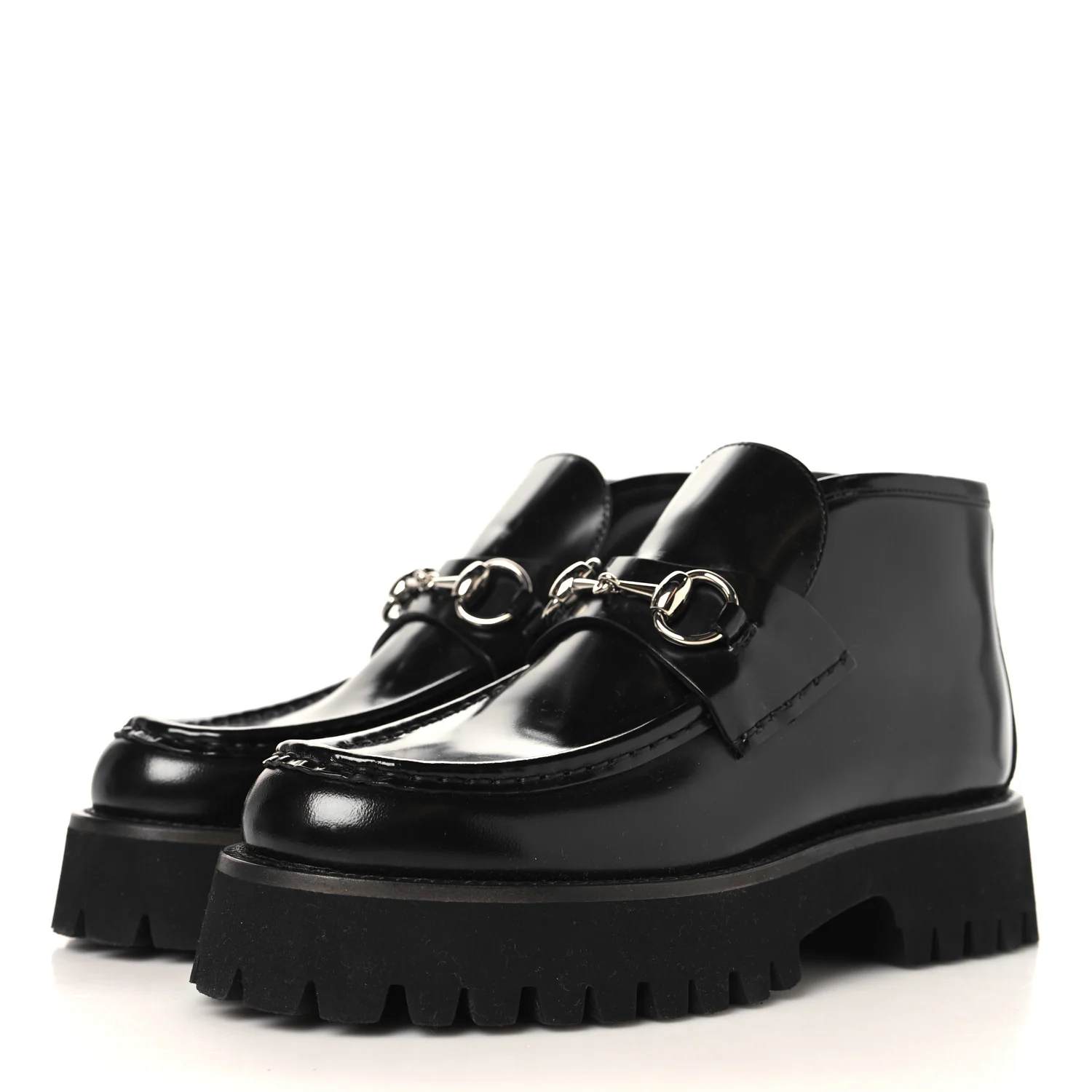Cordovan Lux Womens Horsebit Platform Ankle Boots 36 Black - Image 4
