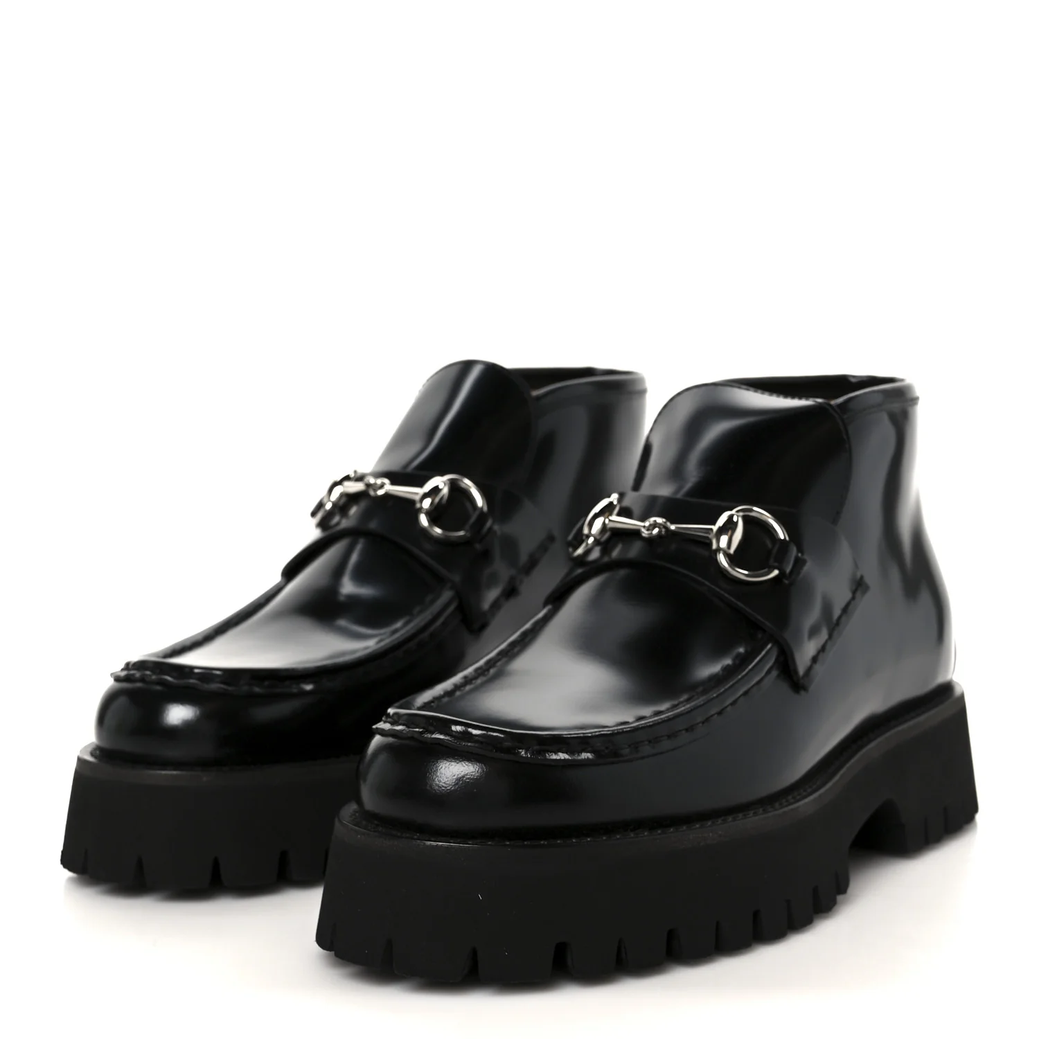 Cordovan Lux Womens Horsebit Platform Ankle Boots 38 Black - Image 4