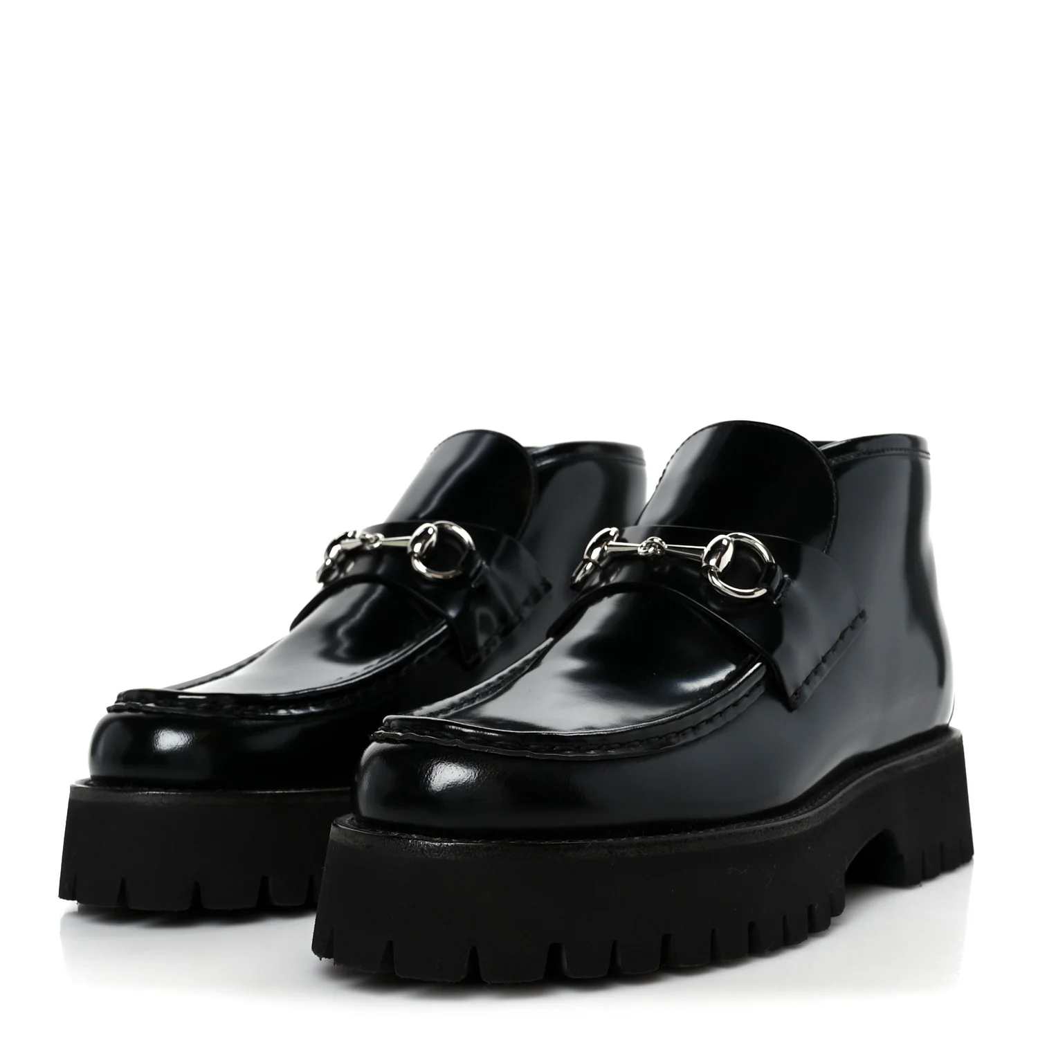 Cordovan Lux Womens Horsebit Platform Ankle Boots 39 Black - Image 4