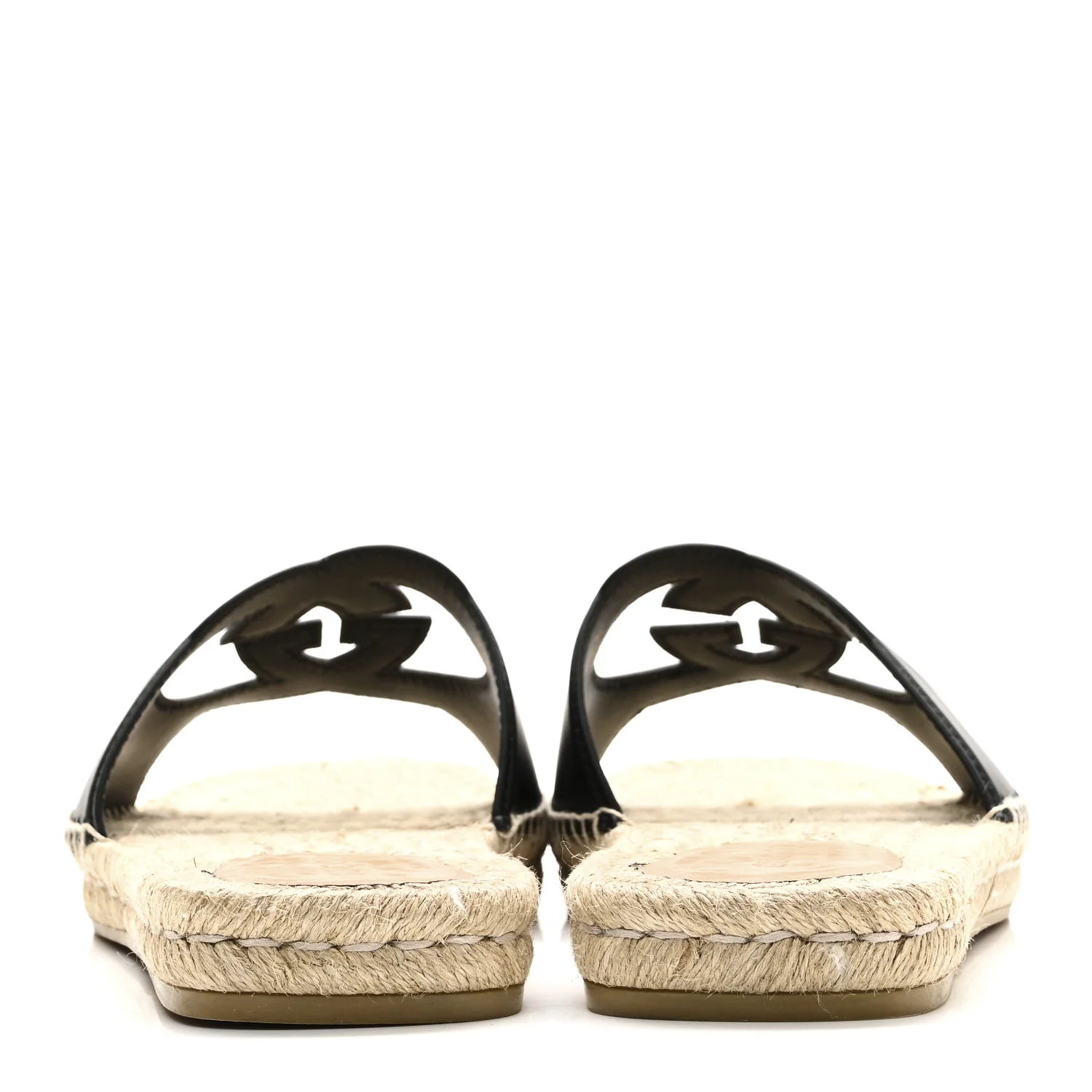 Cosmos Softy Calfskin Espadrille Mens Interlocking G Cut Out Slide Sandals 10 Black - Image 6