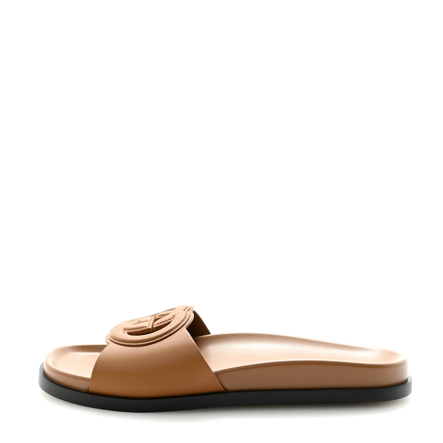 Cosmos Softy Calfskin Interlocking G Cut Out Slide Sandals 39.5 Cuir