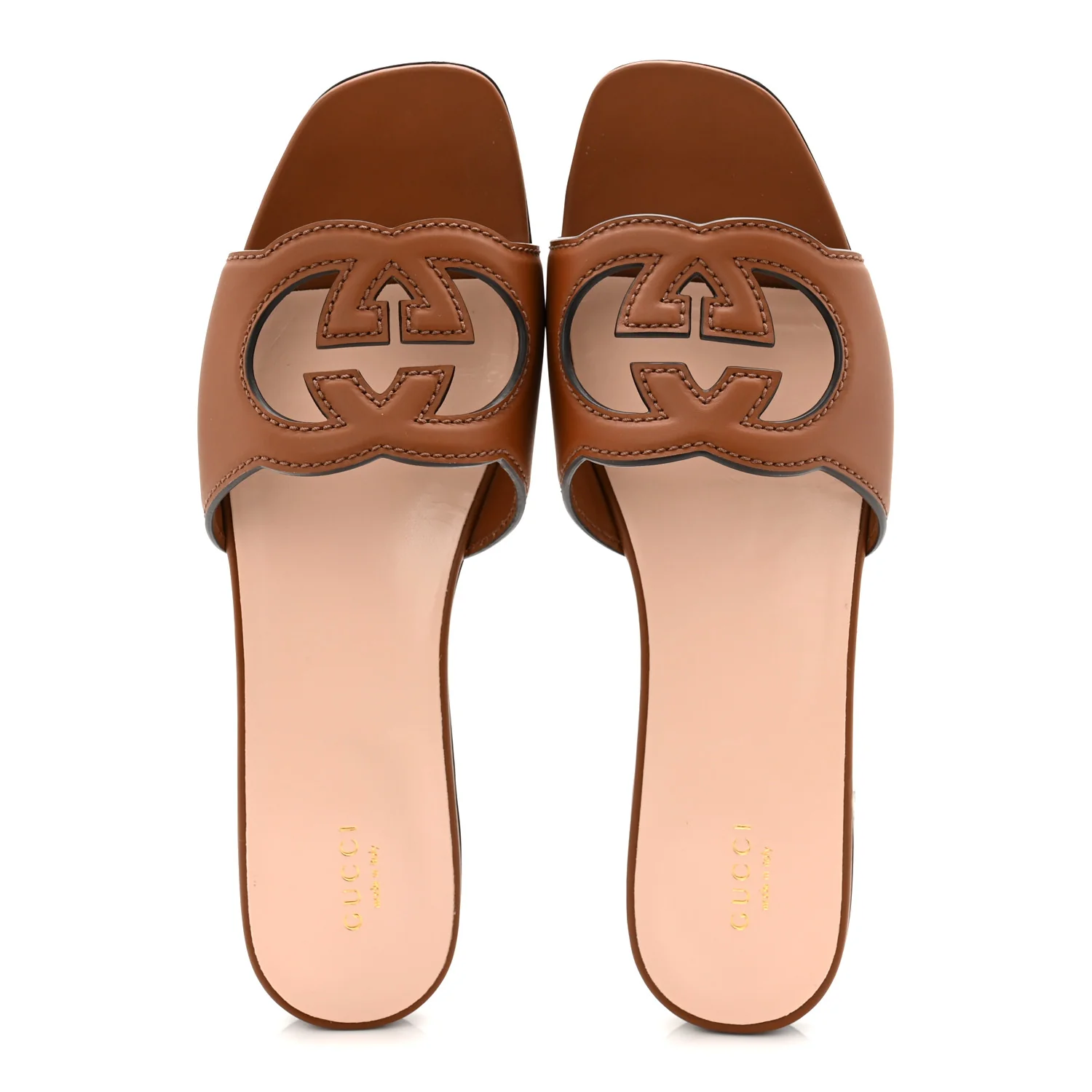 Cosmos Softy Calfskin Interlocking G Cut Out Slide Sandals 41 Cuir - Image 2