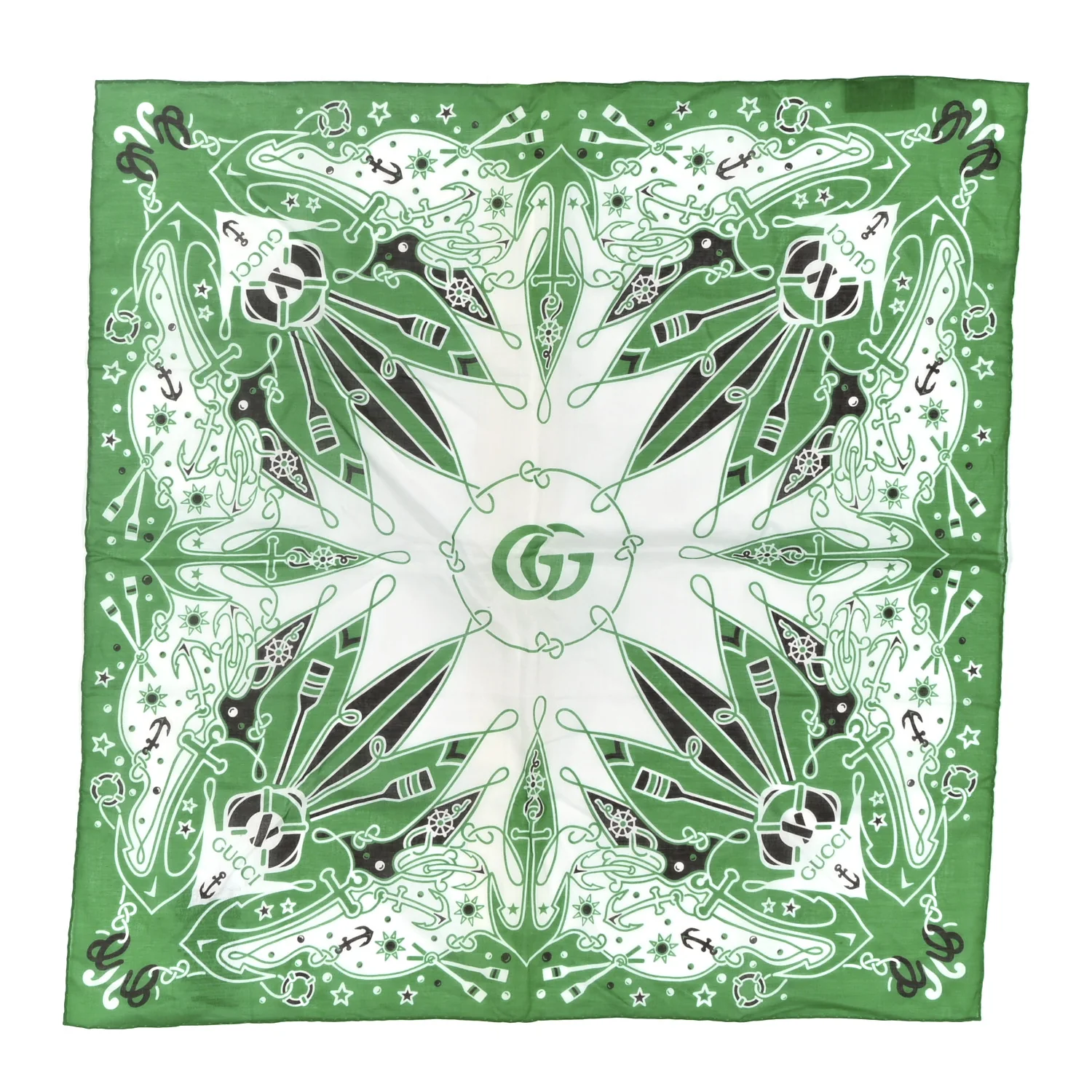Cotton Bandana Square Scarf New Sailor Green