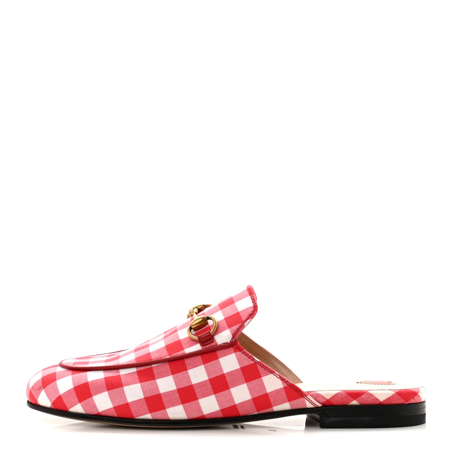 Cotton Gingham Womens Princetown Slippers 36 White Red