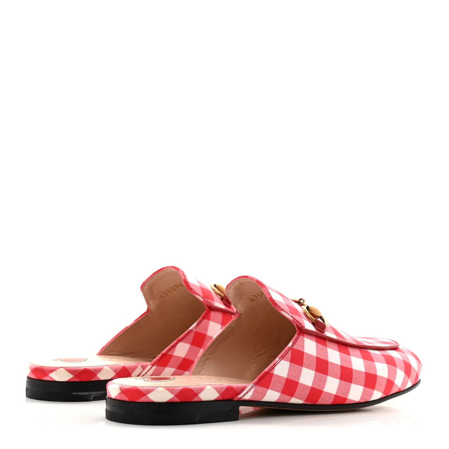 Cotton Gingham Womens Princetown Slippers 36 White Red - Image 4