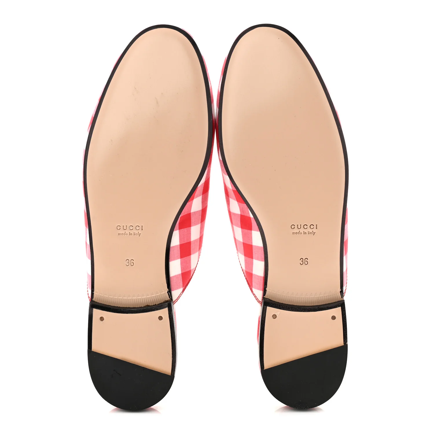 Cotton Gingham Womens Princetown Slippers 36 White Red - Image 6