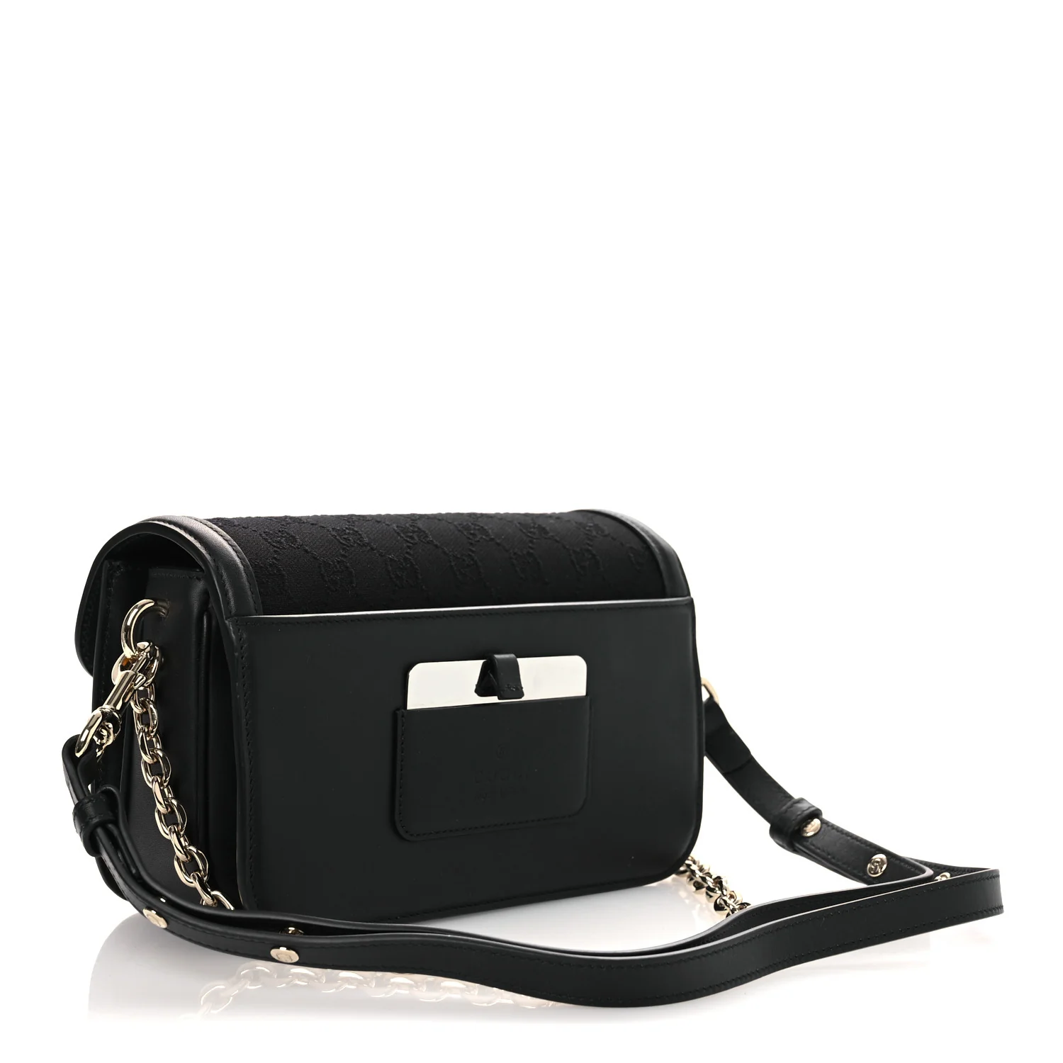 Crepe Wool Silk GG Monogram Go Small Shoulder Bag Black - Image 4