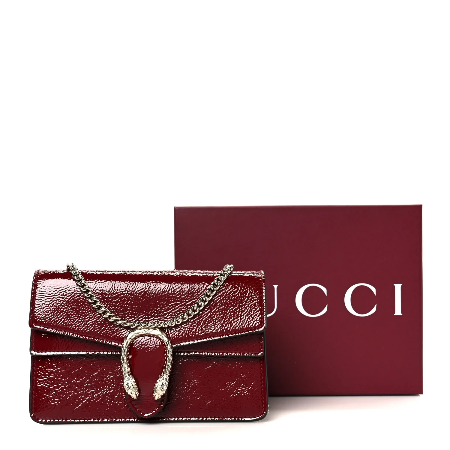 Crinkled Patent Mini Dionysus Shoulder Bag Rosso Ancora Red - Image 10