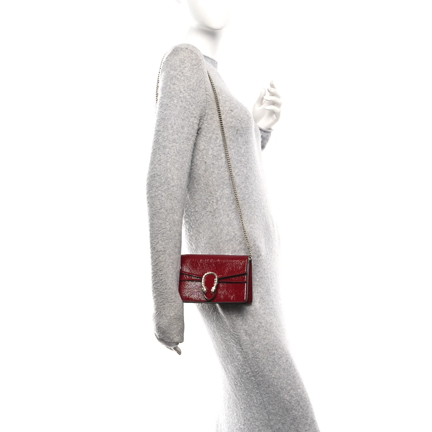 Crinkled Patent Mini Dionysus Shoulder Bag Rosso Ancora Red - Image 2