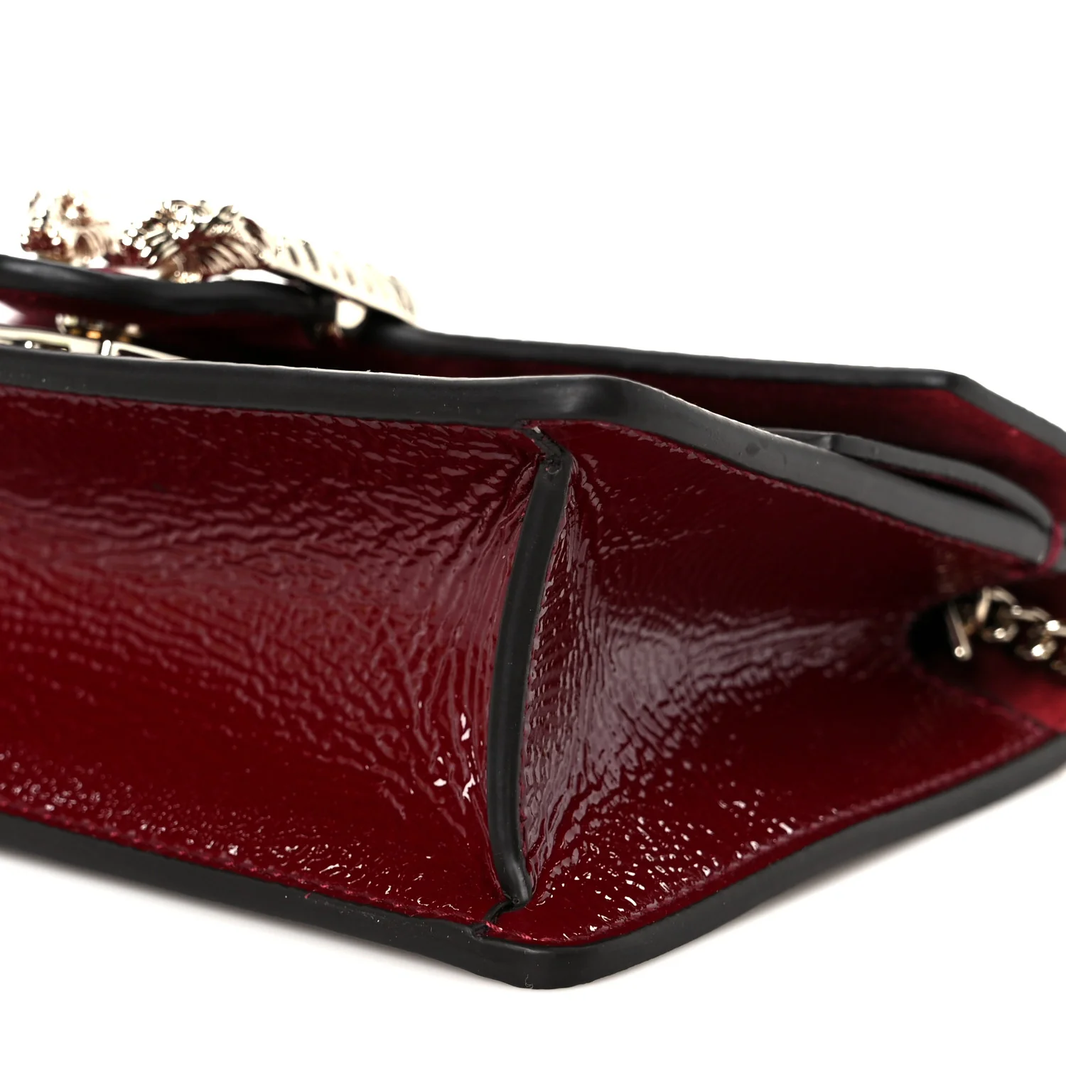 Crinkled Patent Mini Dionysus Shoulder Bag Rosso Ancora Red - Image 9