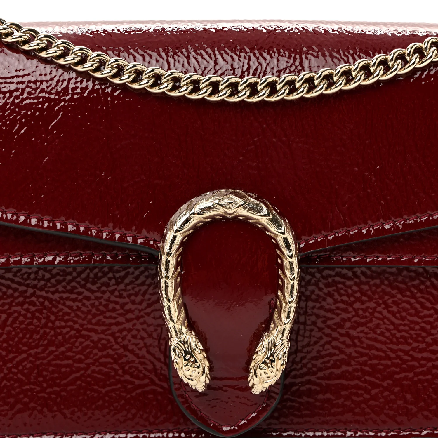 Crinkled Patent Mini Dionysus Shoulder Bag Rosso Ancora Red - Image 7