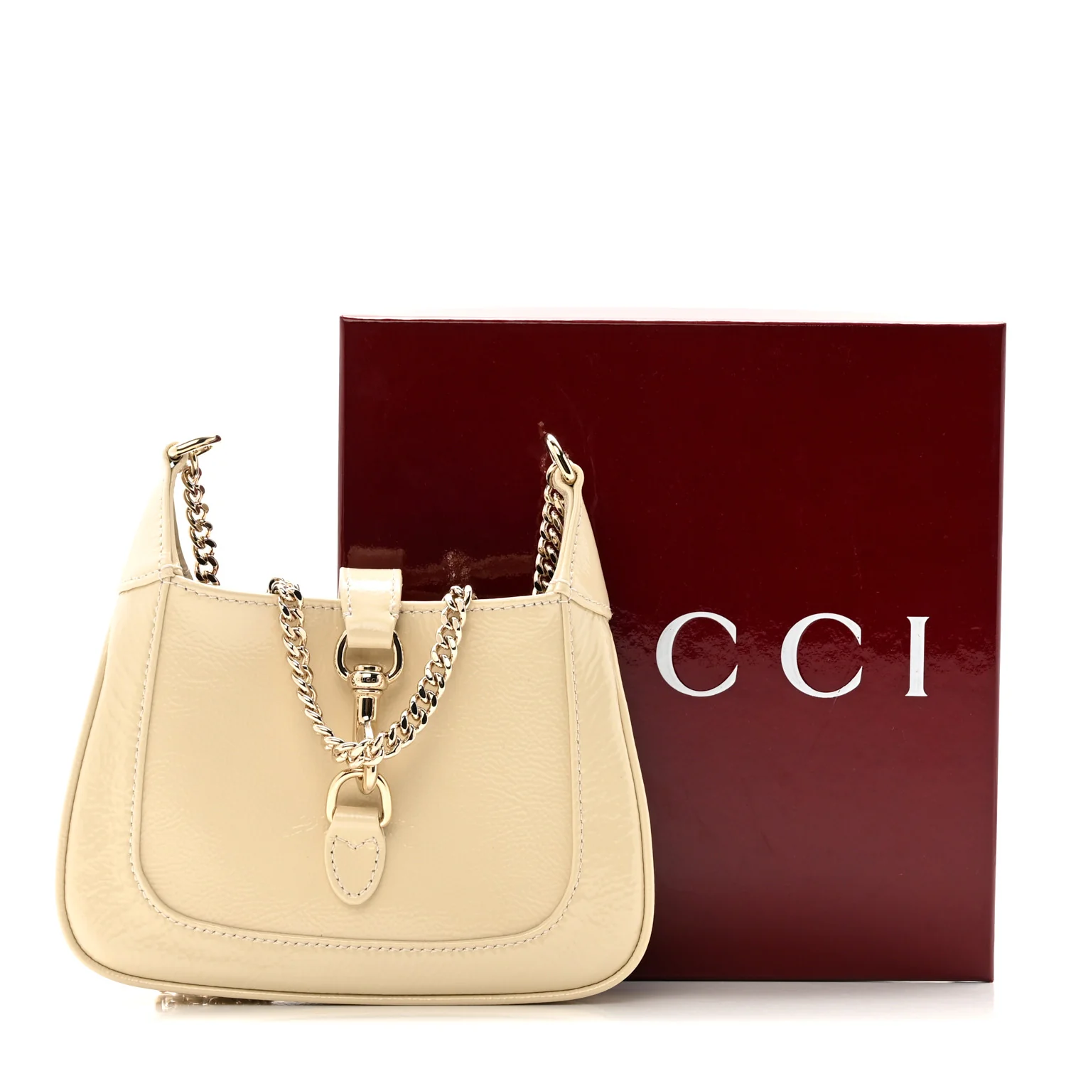 Crinkled Patent Mini Jackie Notte Bag New Ivoire - Image 11