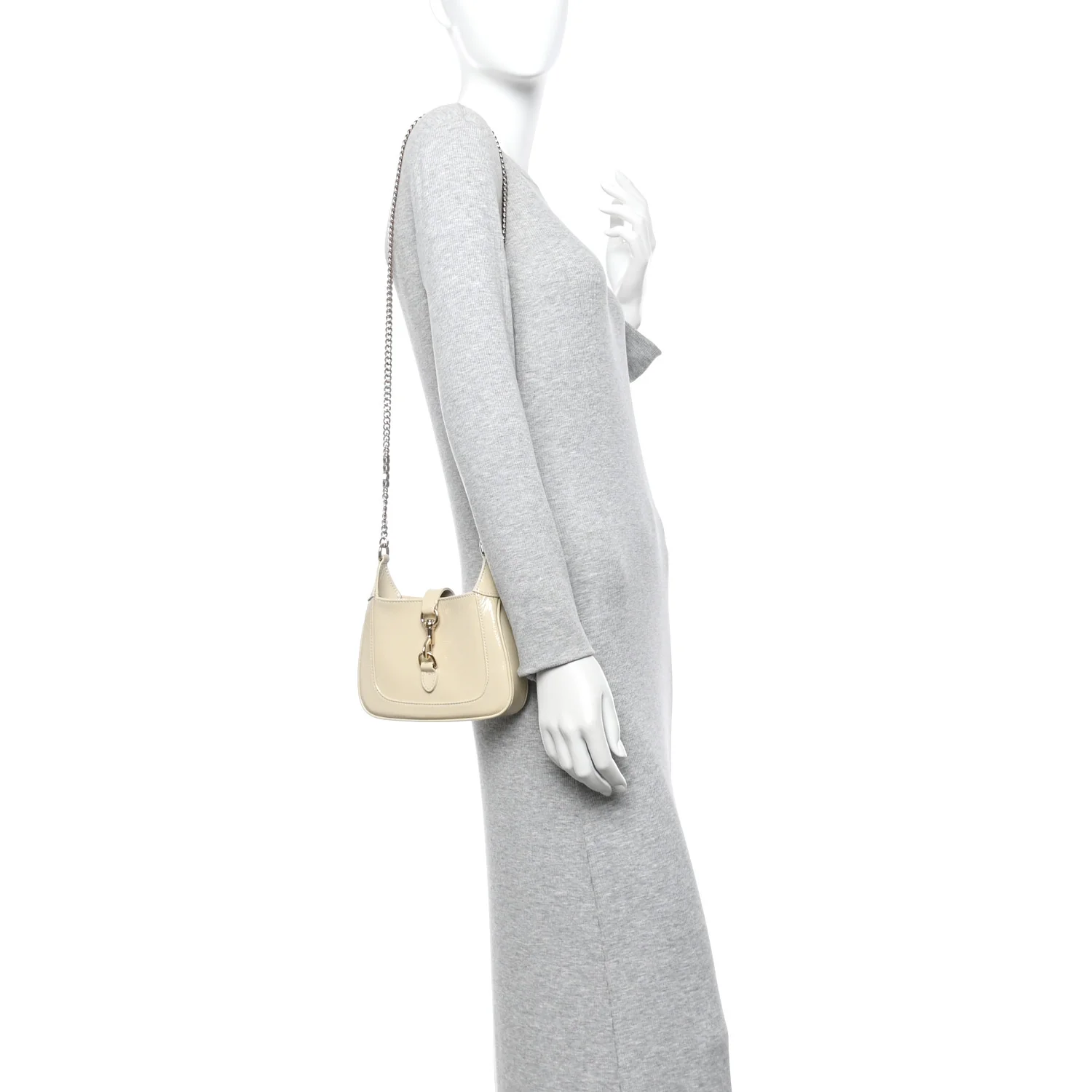 Crinkled Patent Mini Jackie Notte Bag New Ivoire - Image 2