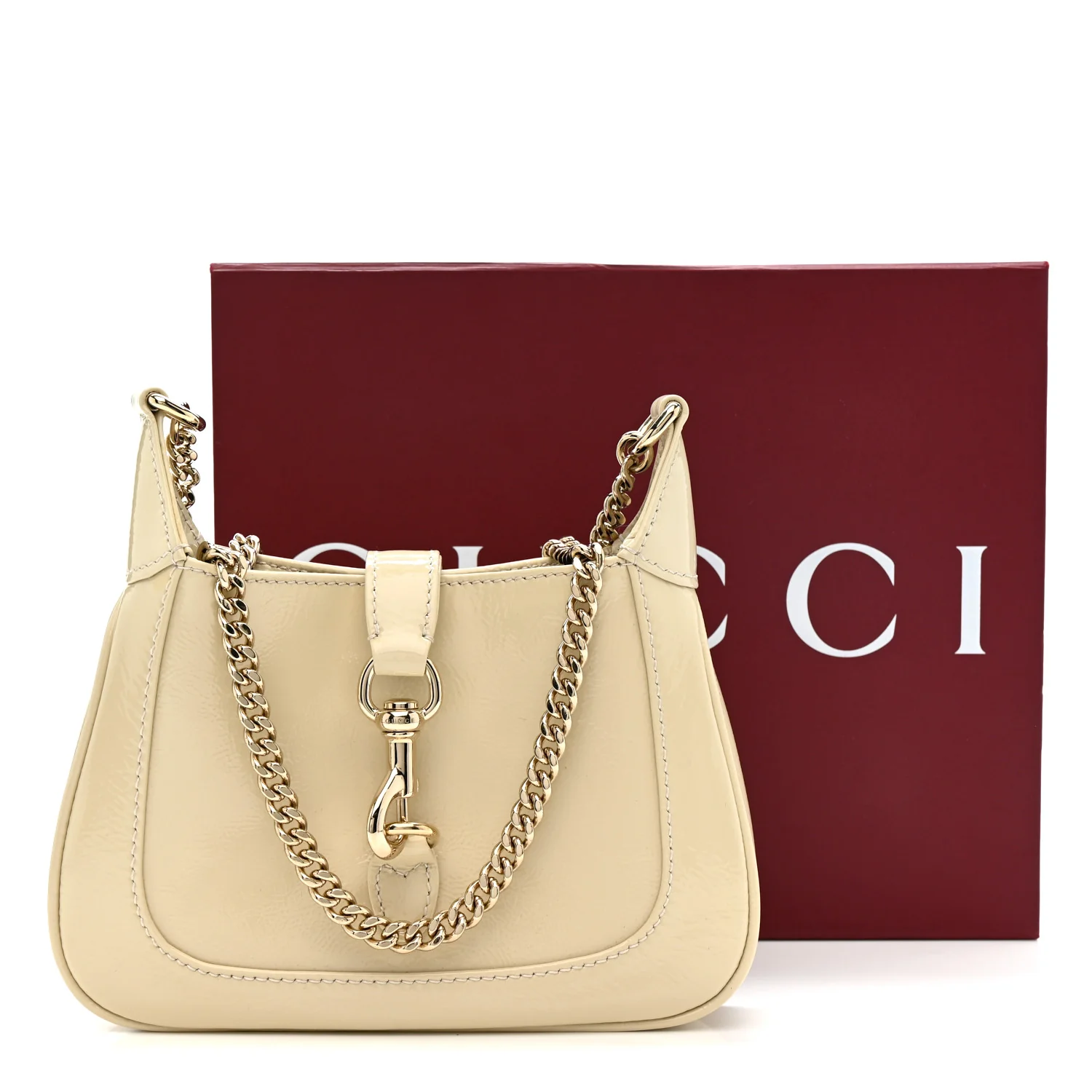 Crinkled Patent Mini Jackie Notte Bag New Ivoire - Image 11
