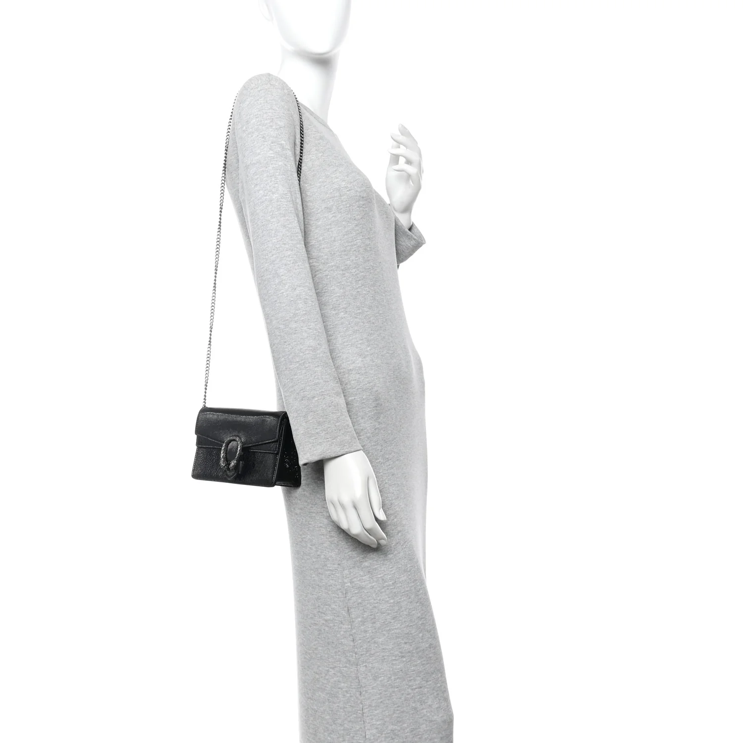 Crinkled Patent Super Mini Dionysus Shoulder Bag Black - Image 2