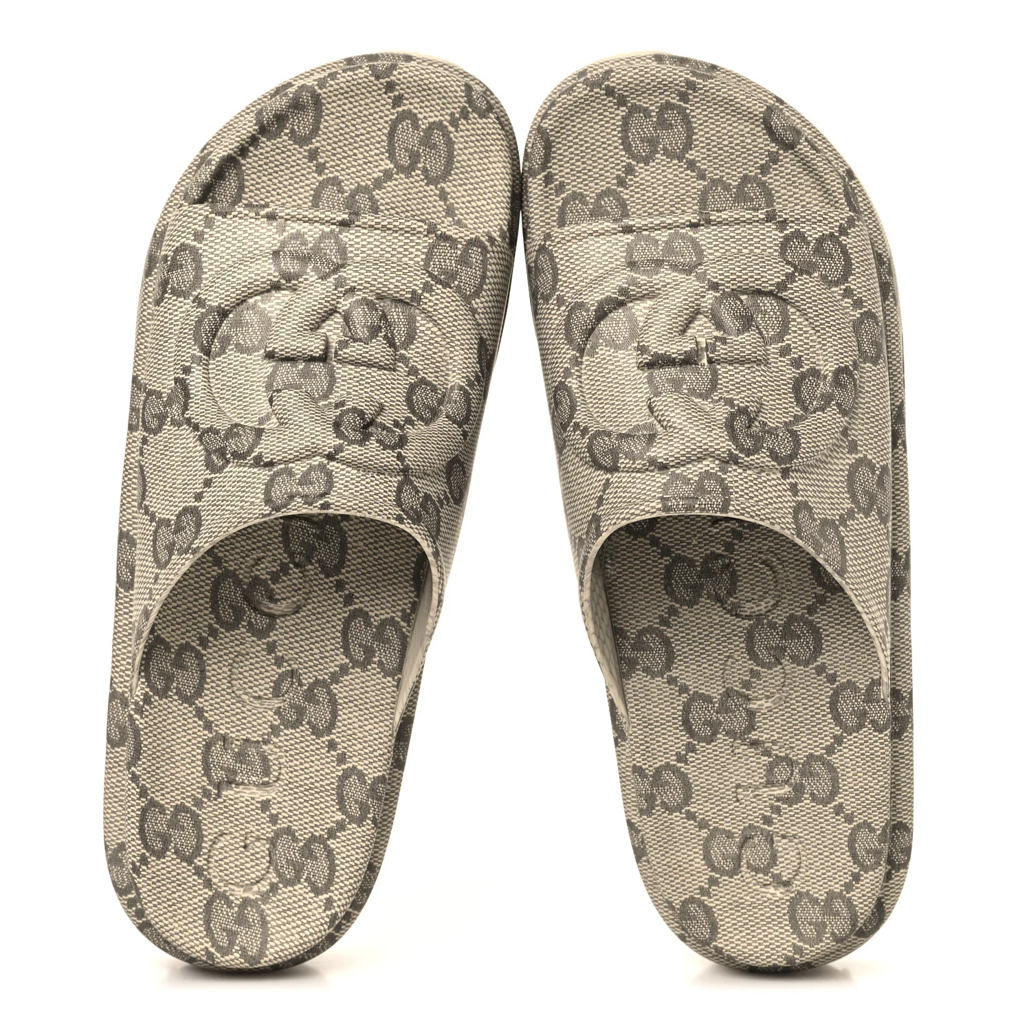 Cubic Rubber GG Monogram Womens Interlocking G Platform 42mm Slide Sandals 41 Beige Ebony - Image 2