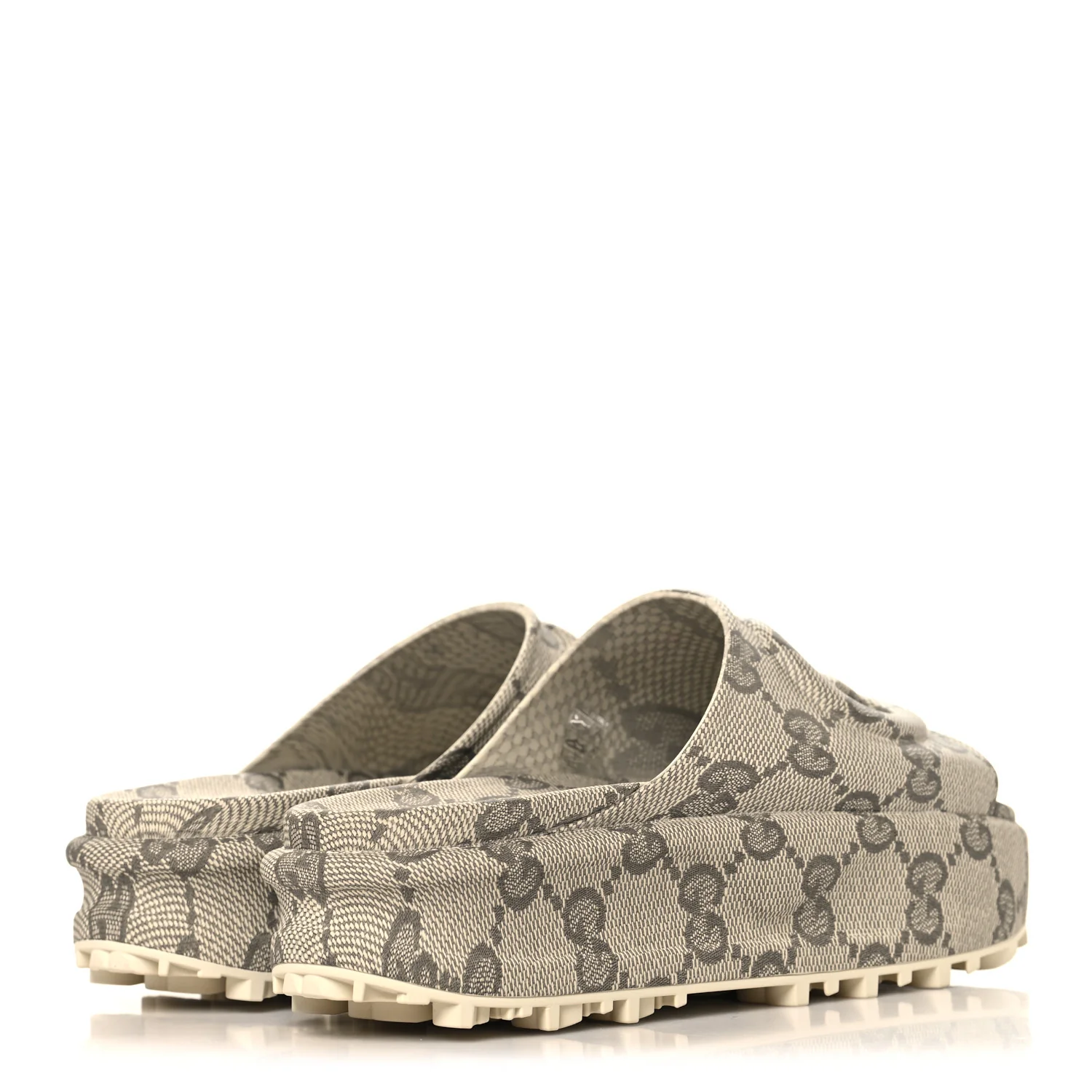 Cubic Rubber GG Monogram Womens Interlocking G Platform 42mm Slide Sandals 41 Beige Ebony - Image 5