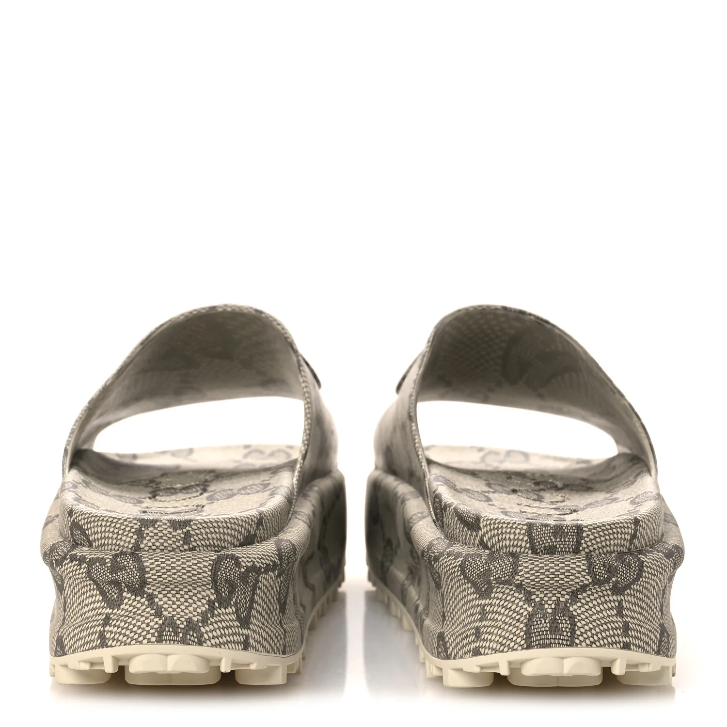 Cubic Rubber GG Monogram Womens Interlocking G Platform 42mm Slide Sandals 42 Beige Ebony - Image 6
