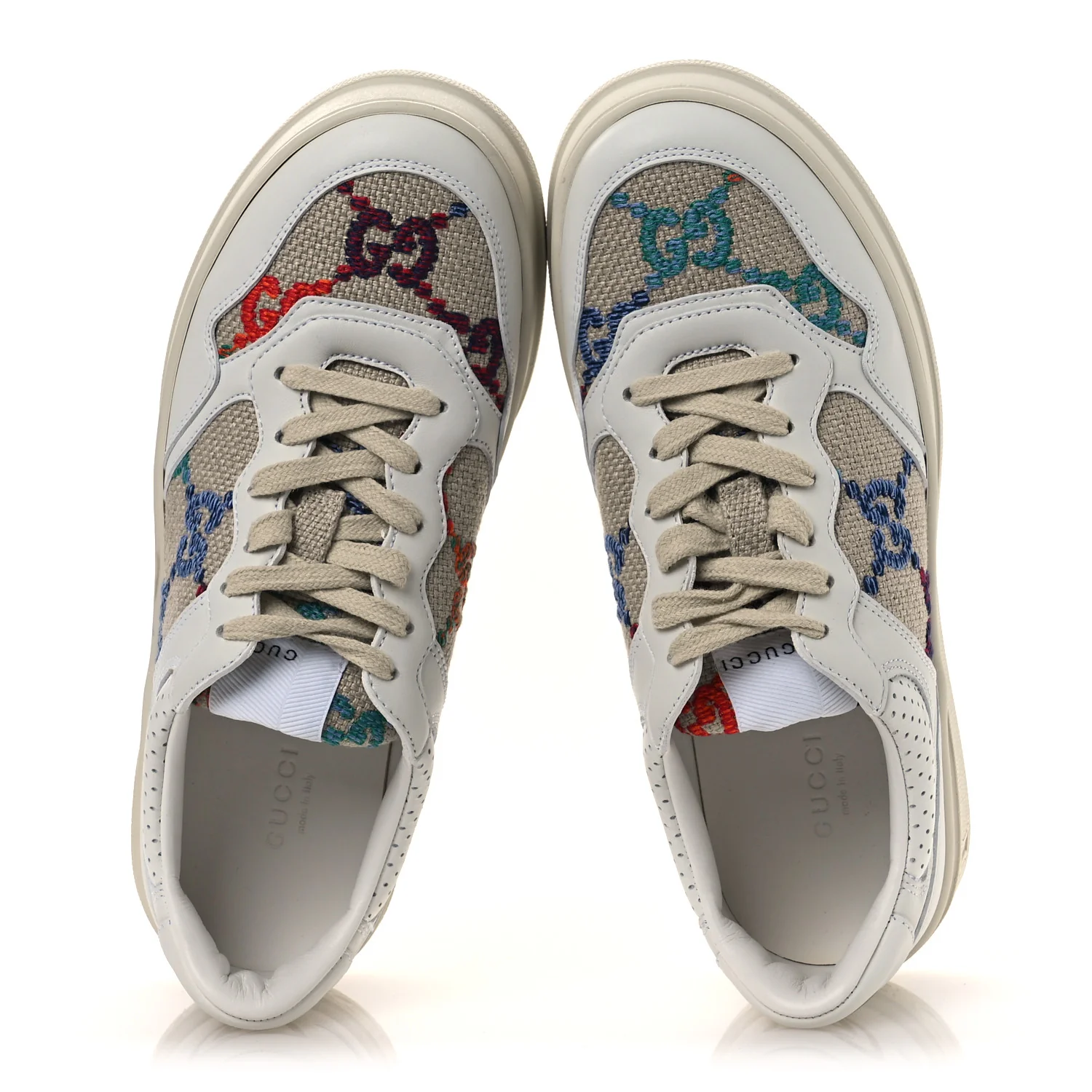 Dali Soft Calfskin GG Tennis Embossed Perforated Womens Platform 55mm Sneakers 38.5 White Multicolor - Image 2