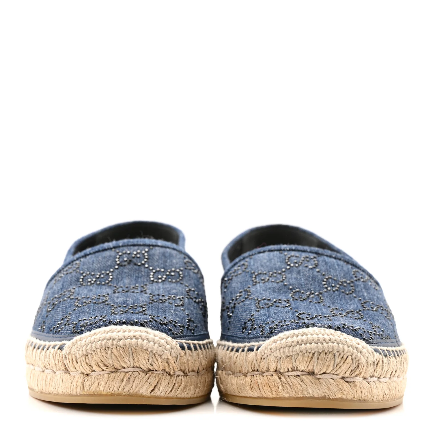 Denim Crystal GG Monogram Espadrilles 39 Blue - Image 3