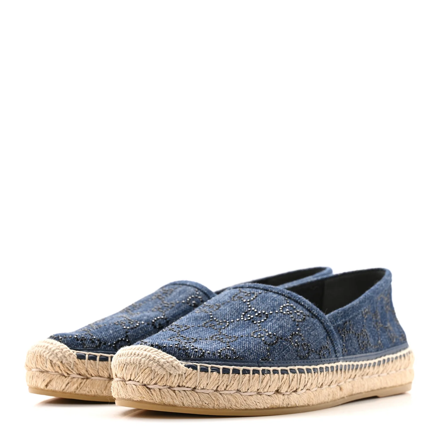 Denim Crystal GG Monogram Espadrilles 39 Blue - Image 4
