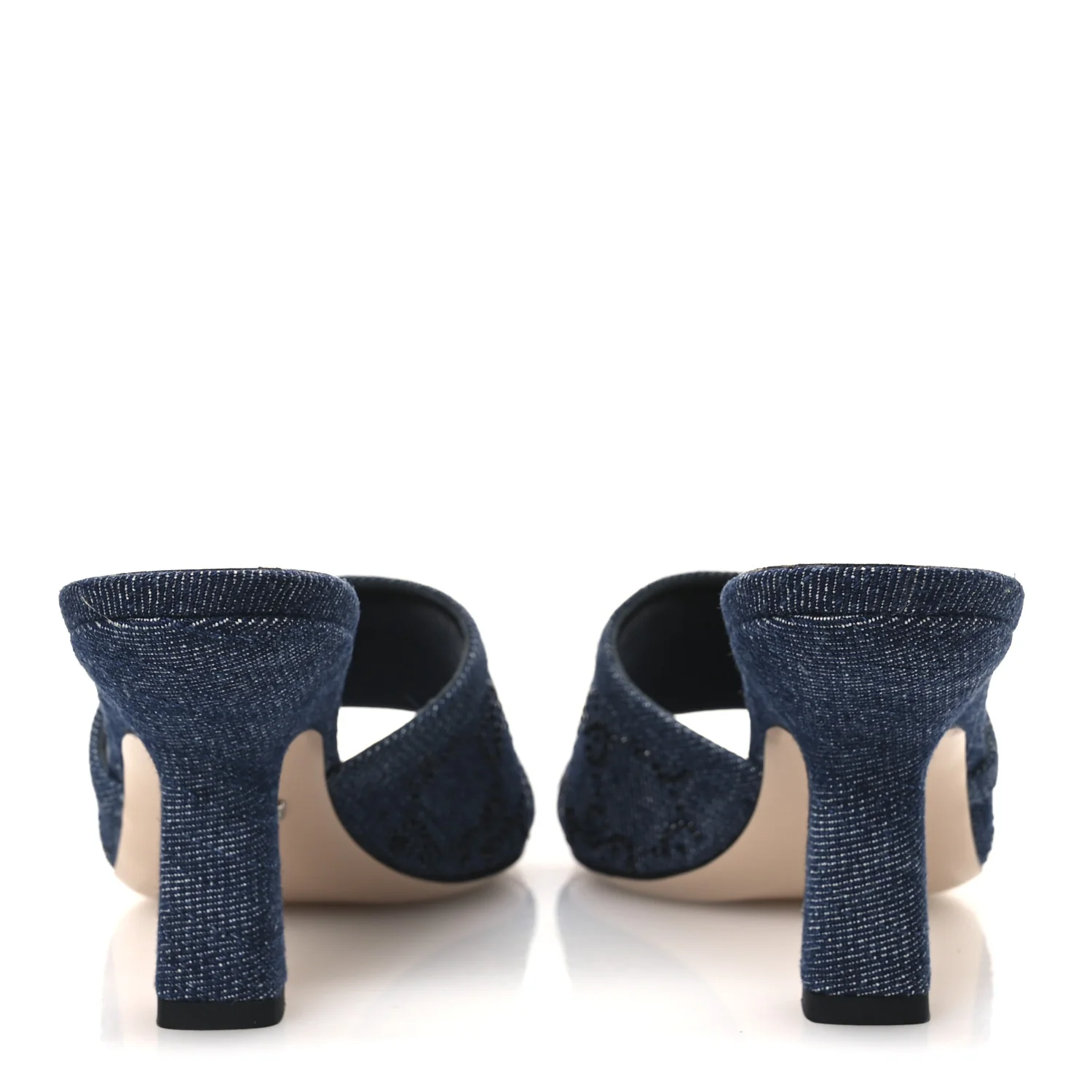 Denim Crystal GG Monogram Mules 36.5 Blue - Image 6