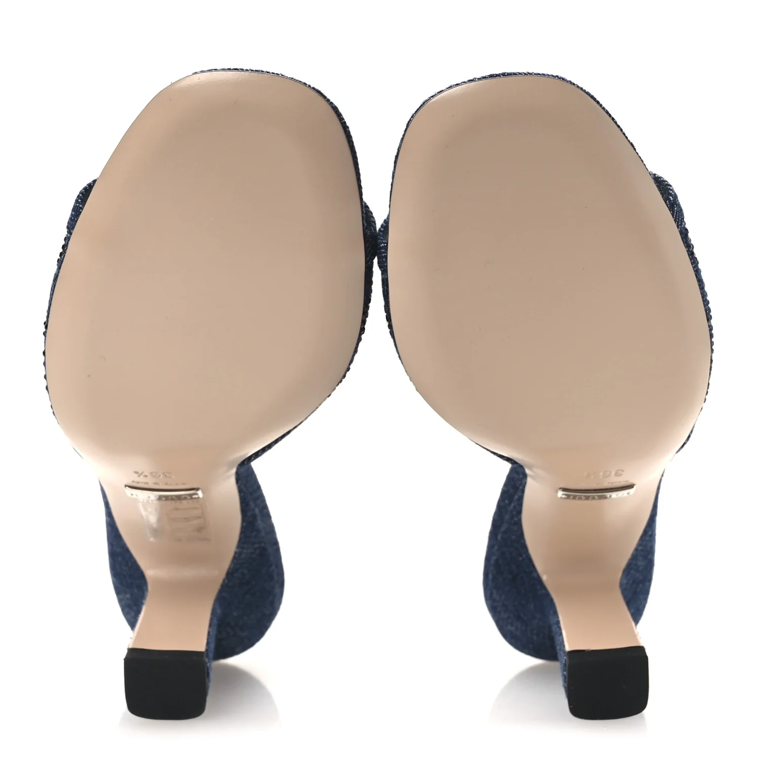 Denim Crystal GG Monogram Mules 36.5 Blue - Image 7