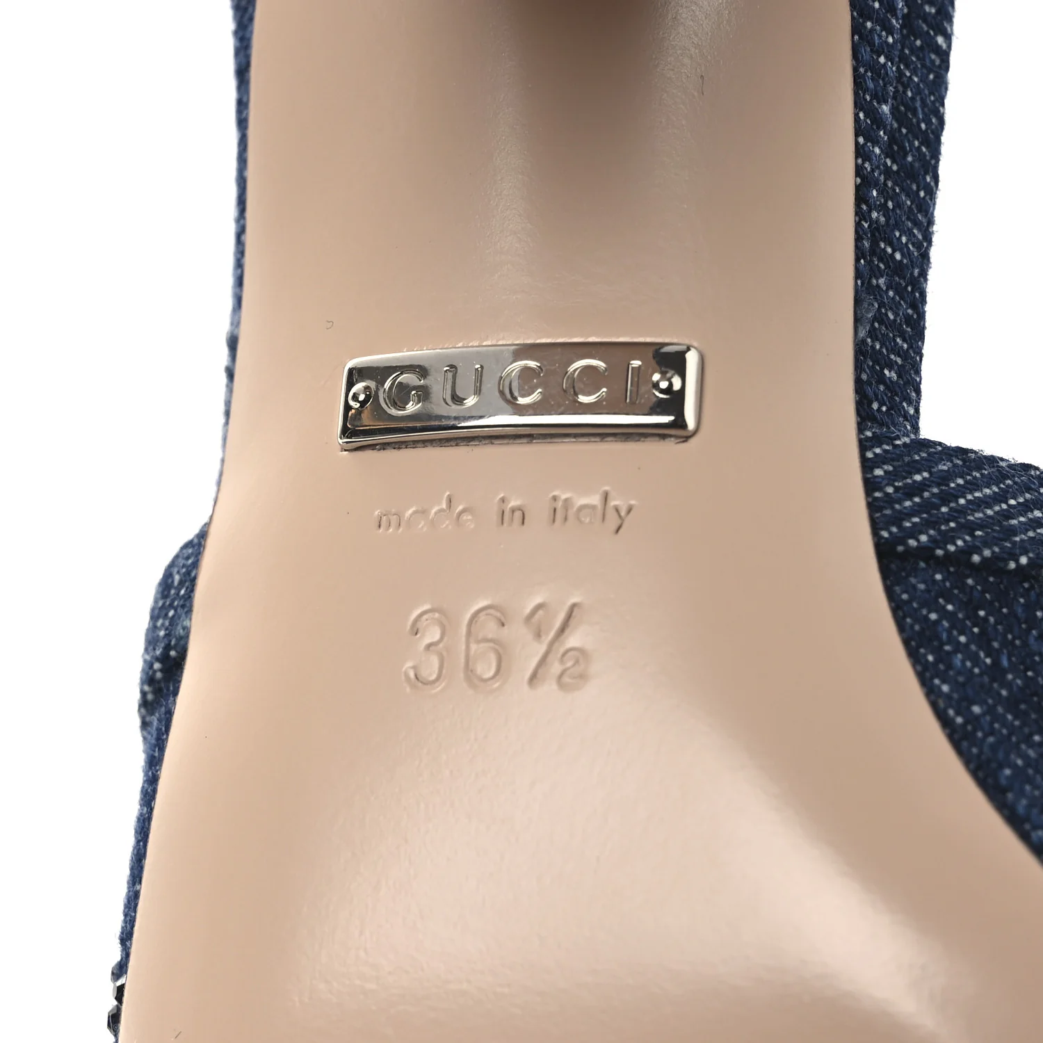 Denim Crystal GG Monogram Mules 36.5 Blue - Image 8