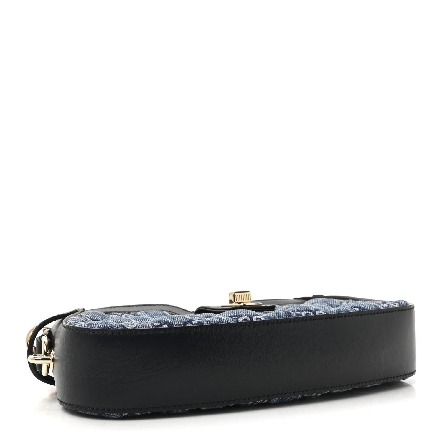 Denim GG Monogram Mini Moon Side Shoulder Bag Blue - Image 4