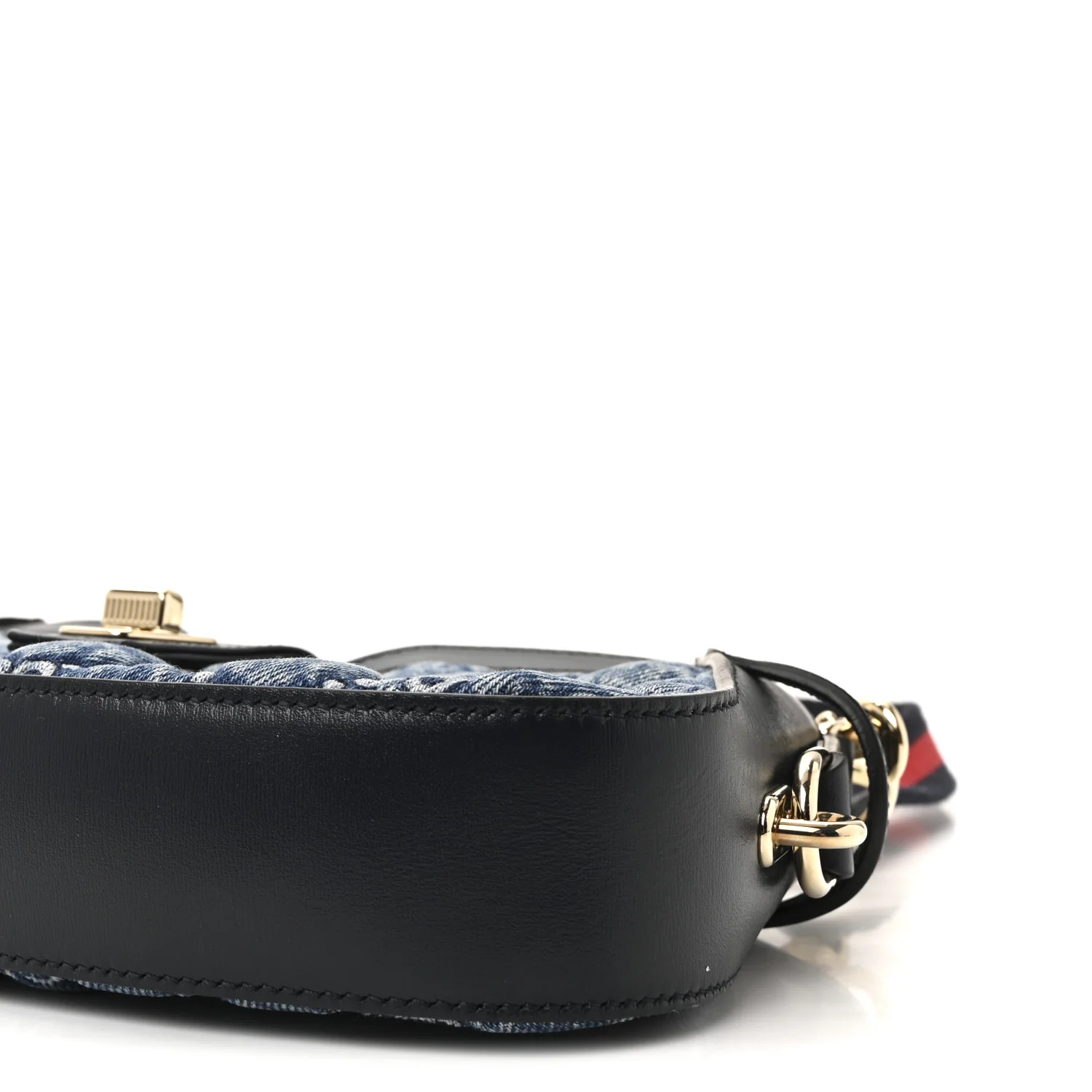 Denim GG Monogram Mini Moon Side Shoulder Bag Blue - Image 9