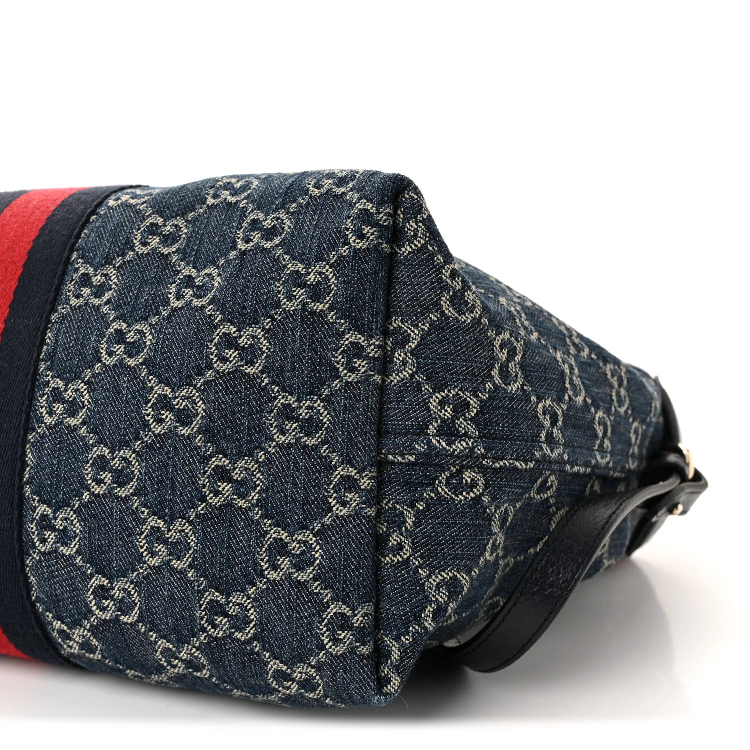 Denim GG Monogram Web Small Giglio Tote Blue White - Image 10