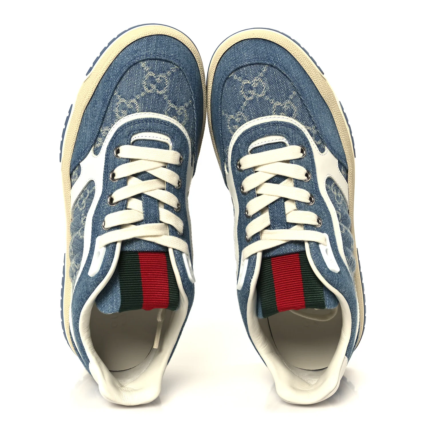 Denim GG Monogram Womens Re-Web Sneakers 38 Light Blue - Image 2