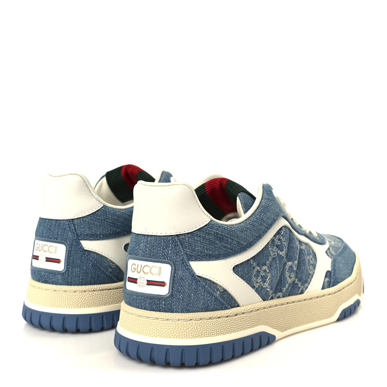 Denim GG Monogram Womens Re-Web Sneakers 38 Light Blue - Image 5