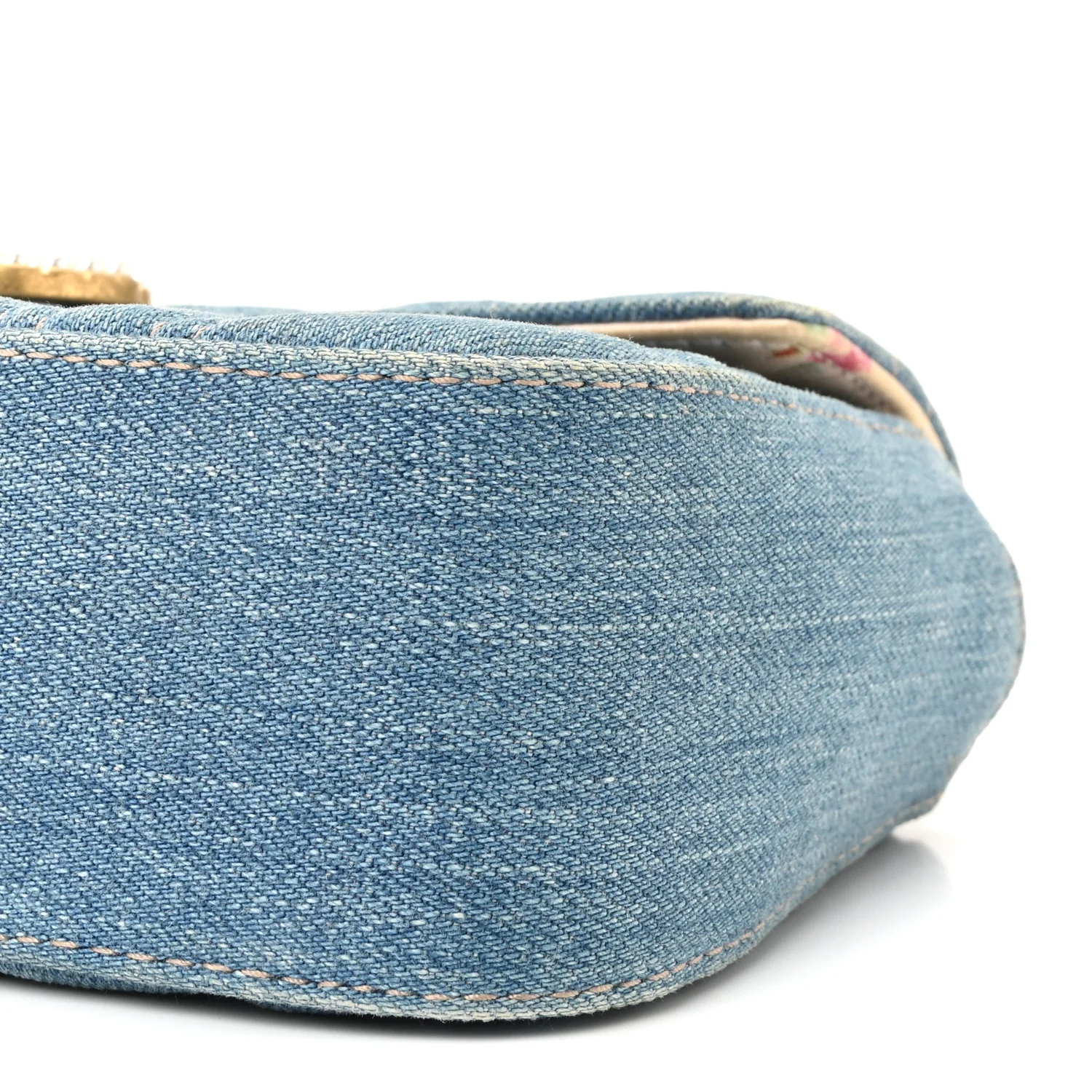 Denim Matelasse Mini Pearly GG Marmont Shoulder Bag Blue - Image 10