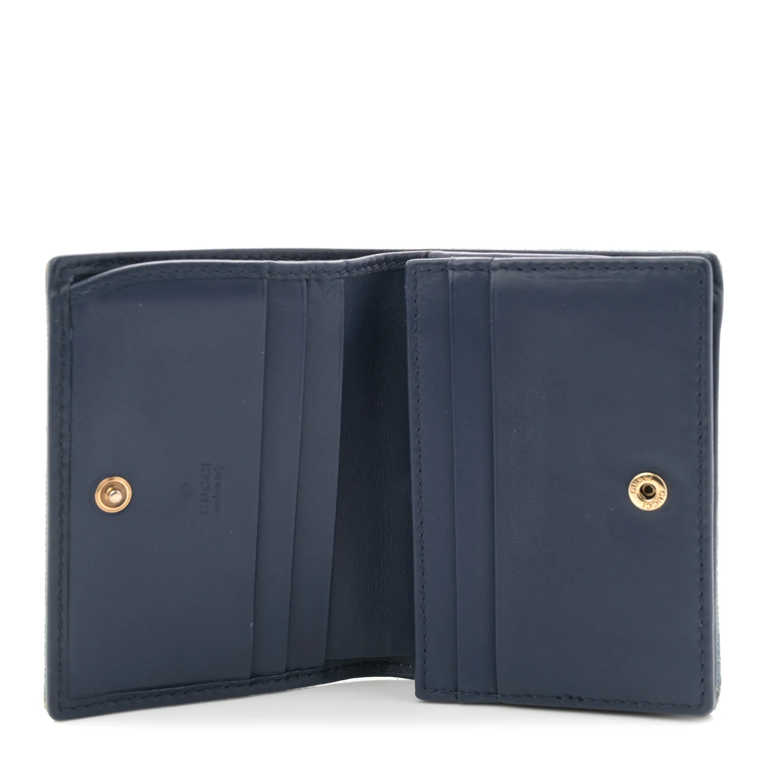 Denim Matelasse Pearly GG Marmont Card Case Wallet Blue - Image 5