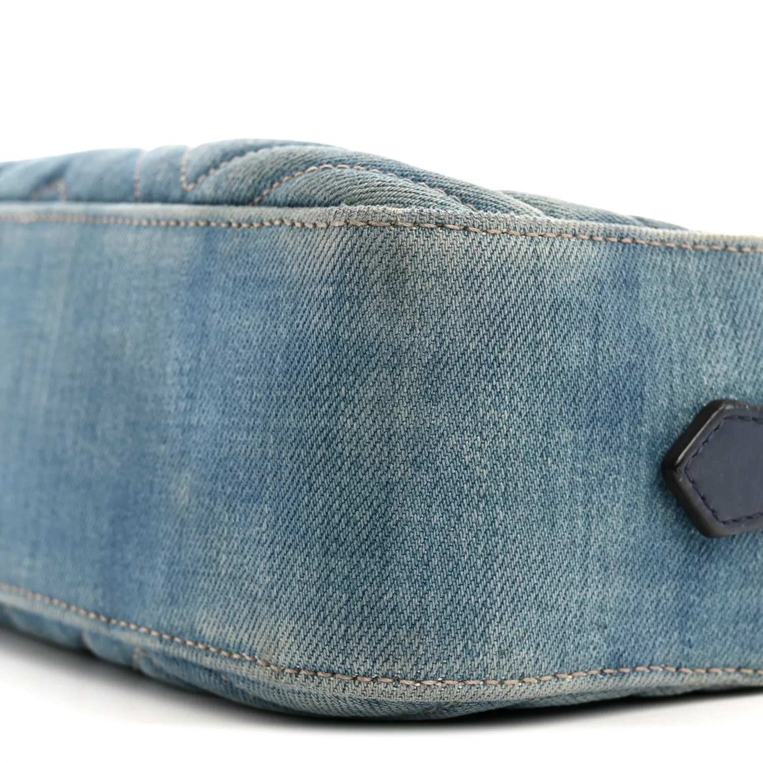 Denim Matelasse Small Pearly GG Marmont Chain Shoulder Bag Blue - Image 10