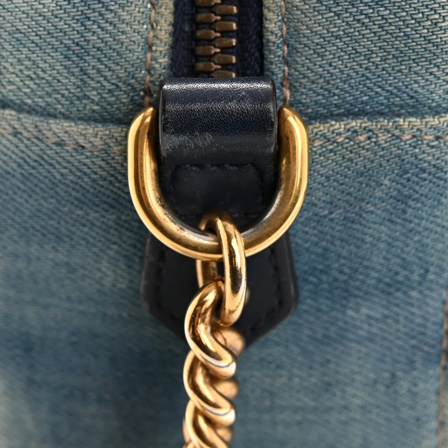 Denim Matelasse Small Pearly GG Marmont Chain Shoulder Bag Blue - Image 14