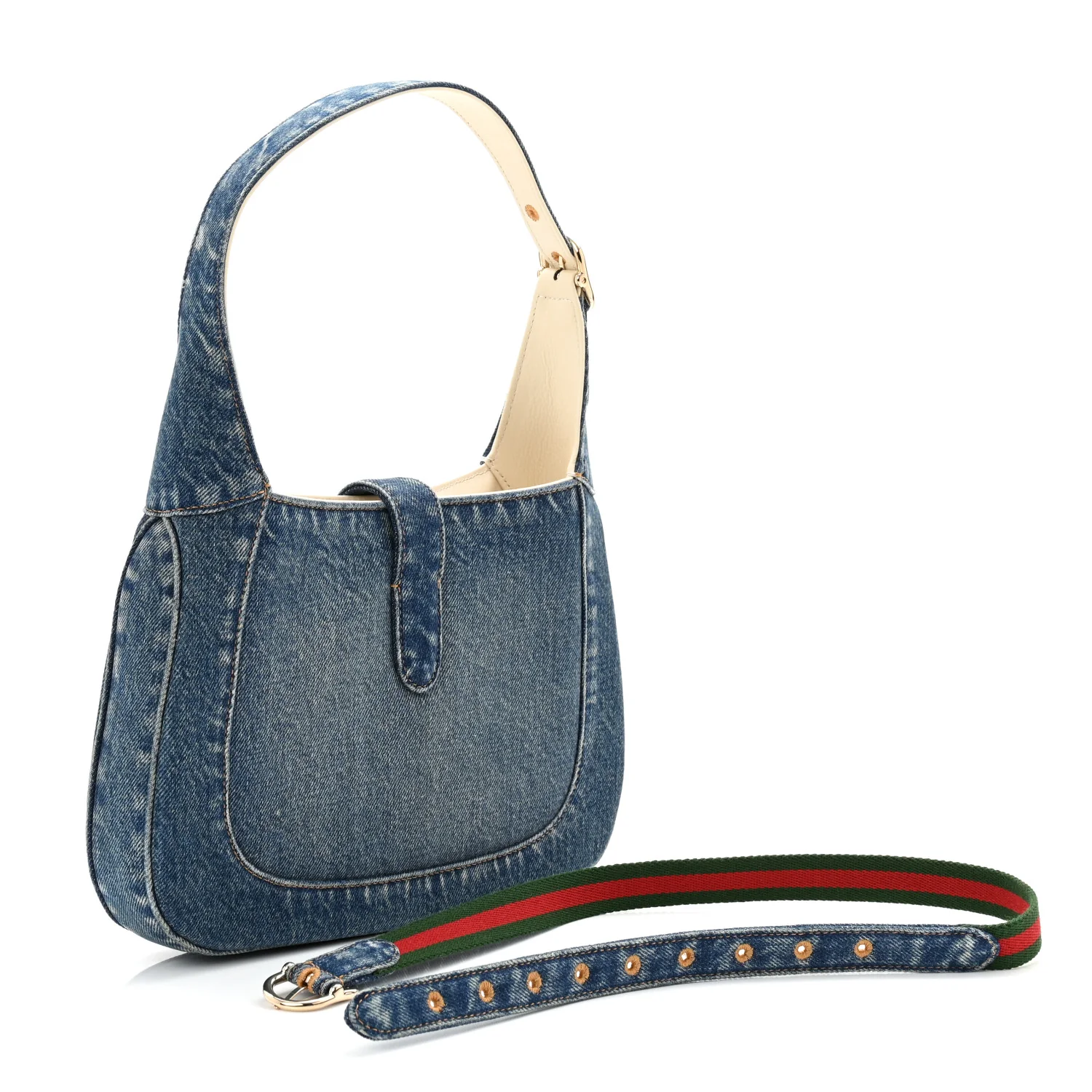 Denim Small Jackie Shoulder Bag Blue Denim - Image 3