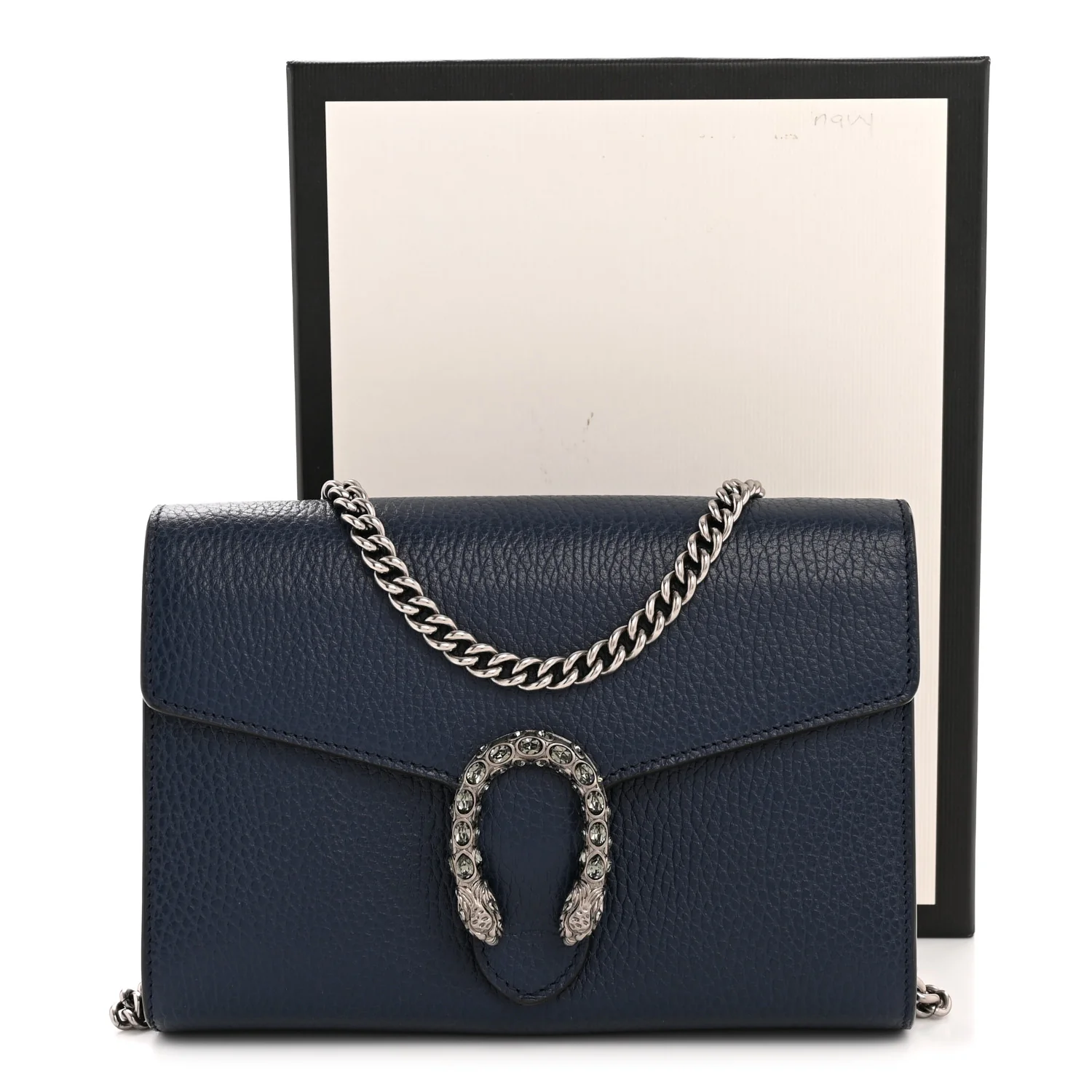 Dollar Calfskin Crystal Mini Dionysus Chain Wallet Blue Agata Black Diamond - Image 14