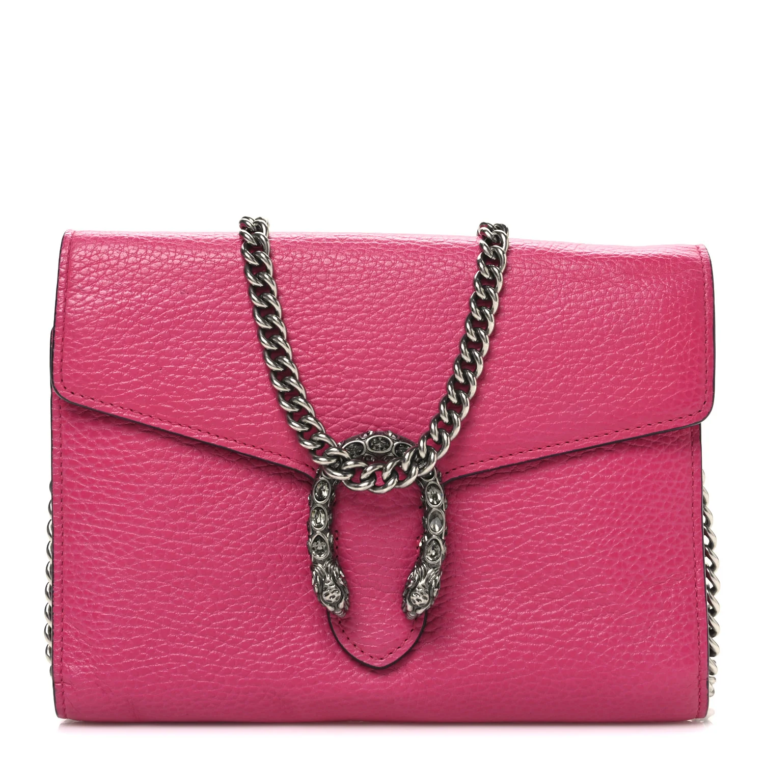 Dollar Calfskin Crystal Mini Dionysus Chain Wallet Box Pink