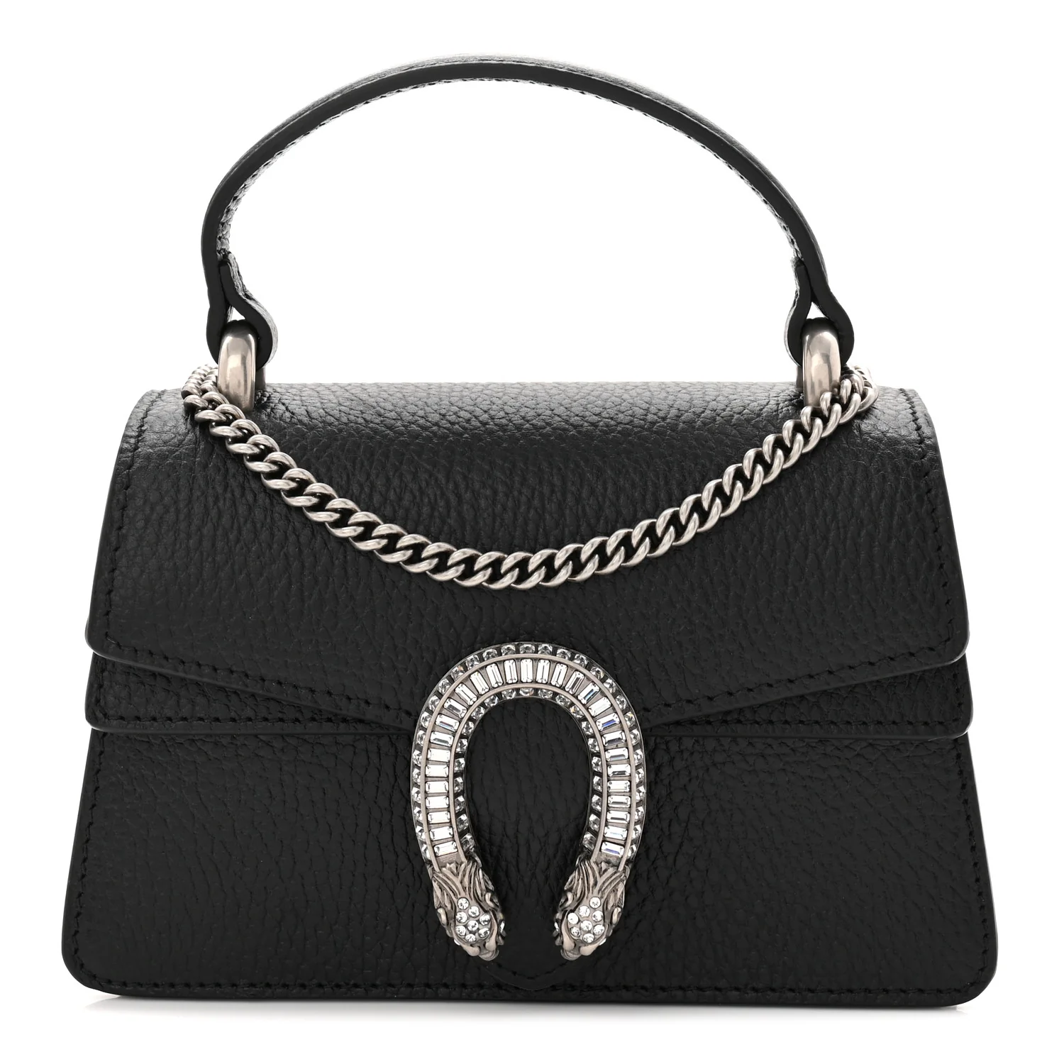 Dollar Calfskin Crystal Mini Dionysus Top Handle Bag Black Crystal