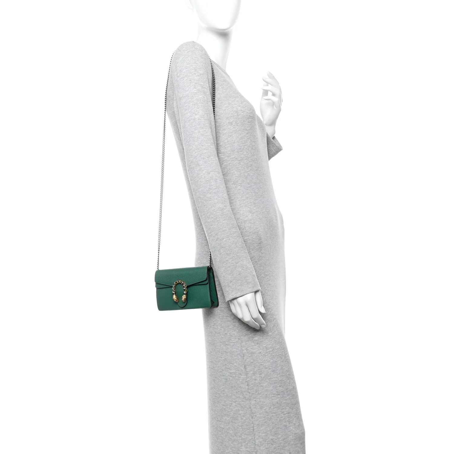 Dollar Calfskin Crystal Super Mini Dionysus Shoulder Bag Emerald - Image 2