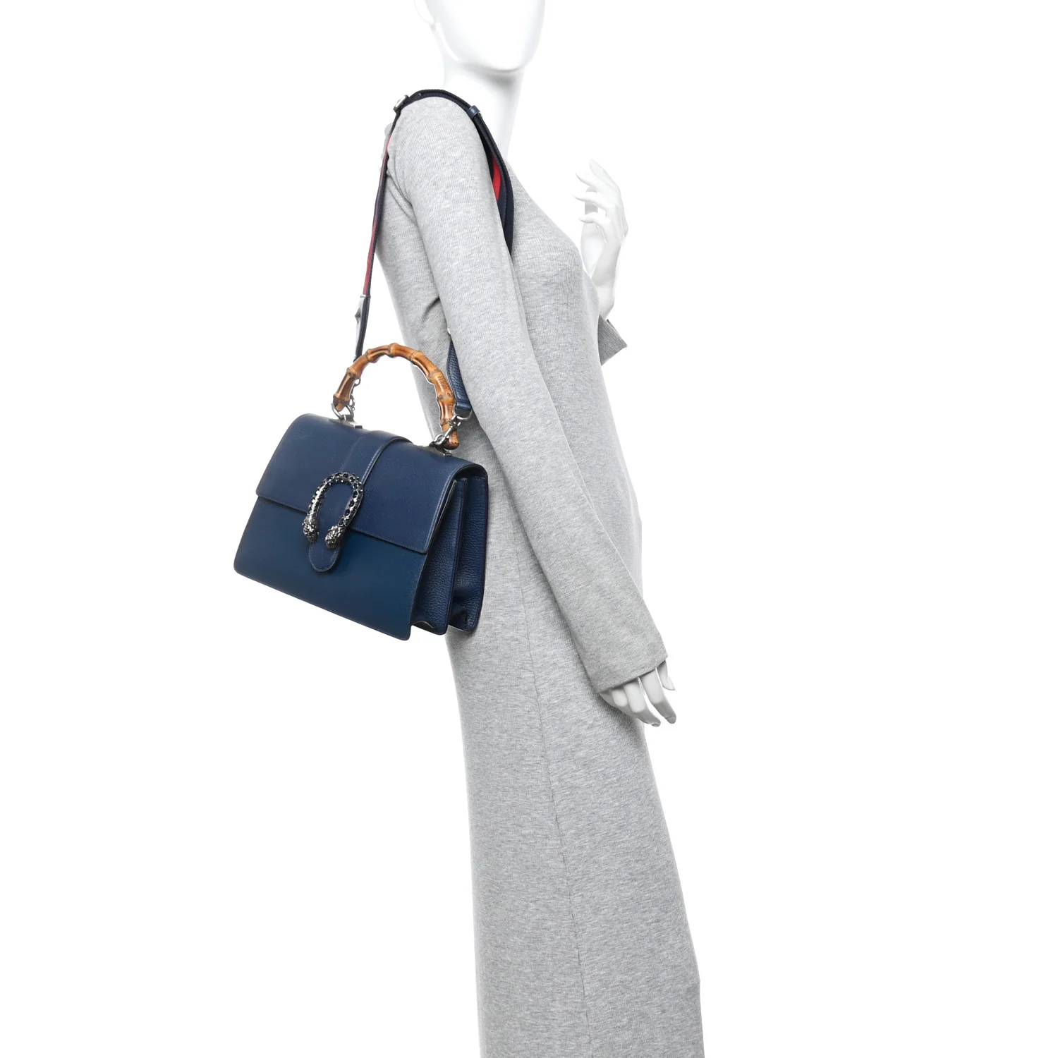 Dollar Calfskin Crystal Web Medium Dionysus Bamboo Top Handle Bag Blue Agata Montana Sapphire - Image 2