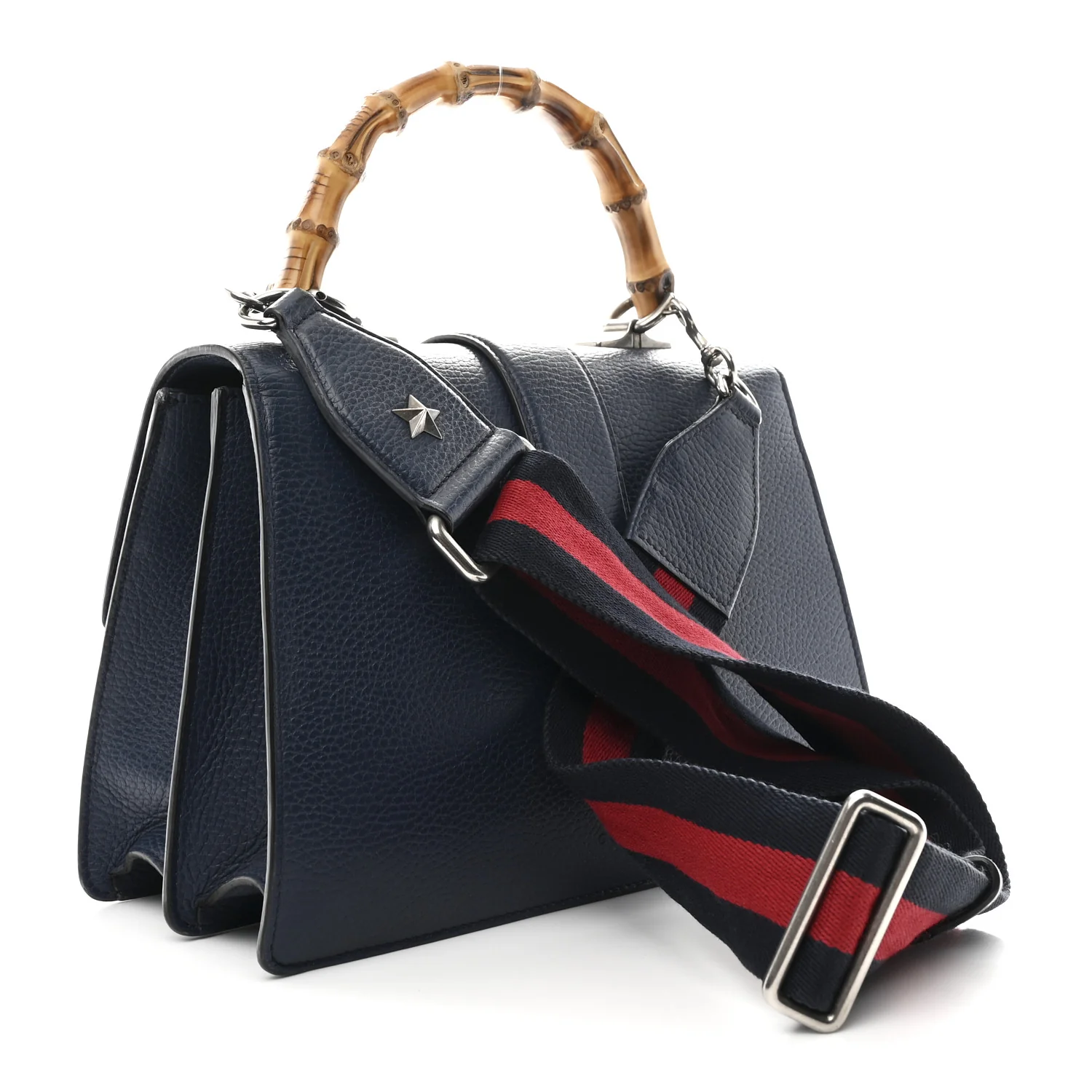 Dollar Calfskin Crystal Web Medium Dionysus Bamboo Top Handle Bag Blue Agata Montana Sapphire - Image 3