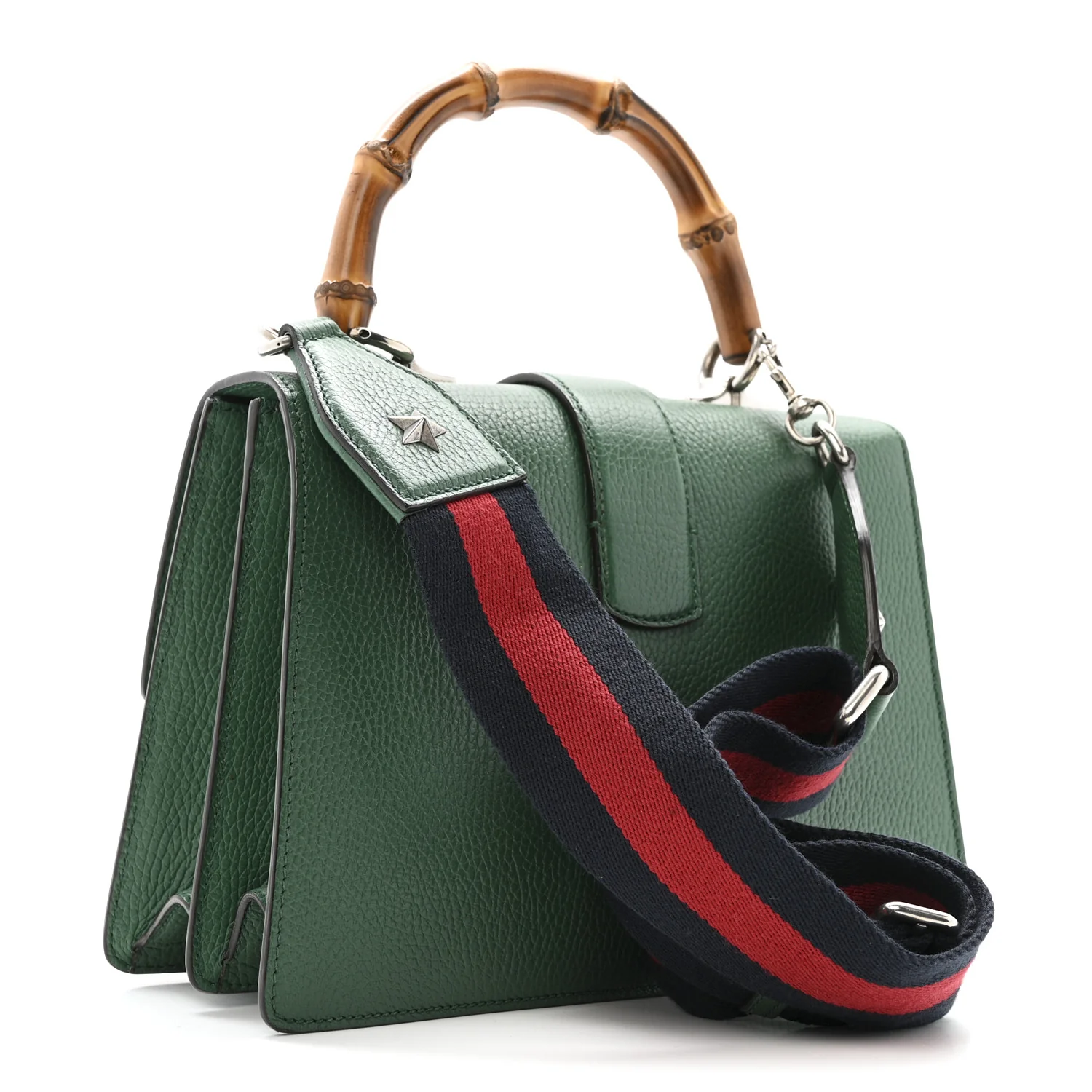 Dollar Calfskin Crystal Web Medium Dionysus Bamboo Top Handle Bag Emerald - Image 2