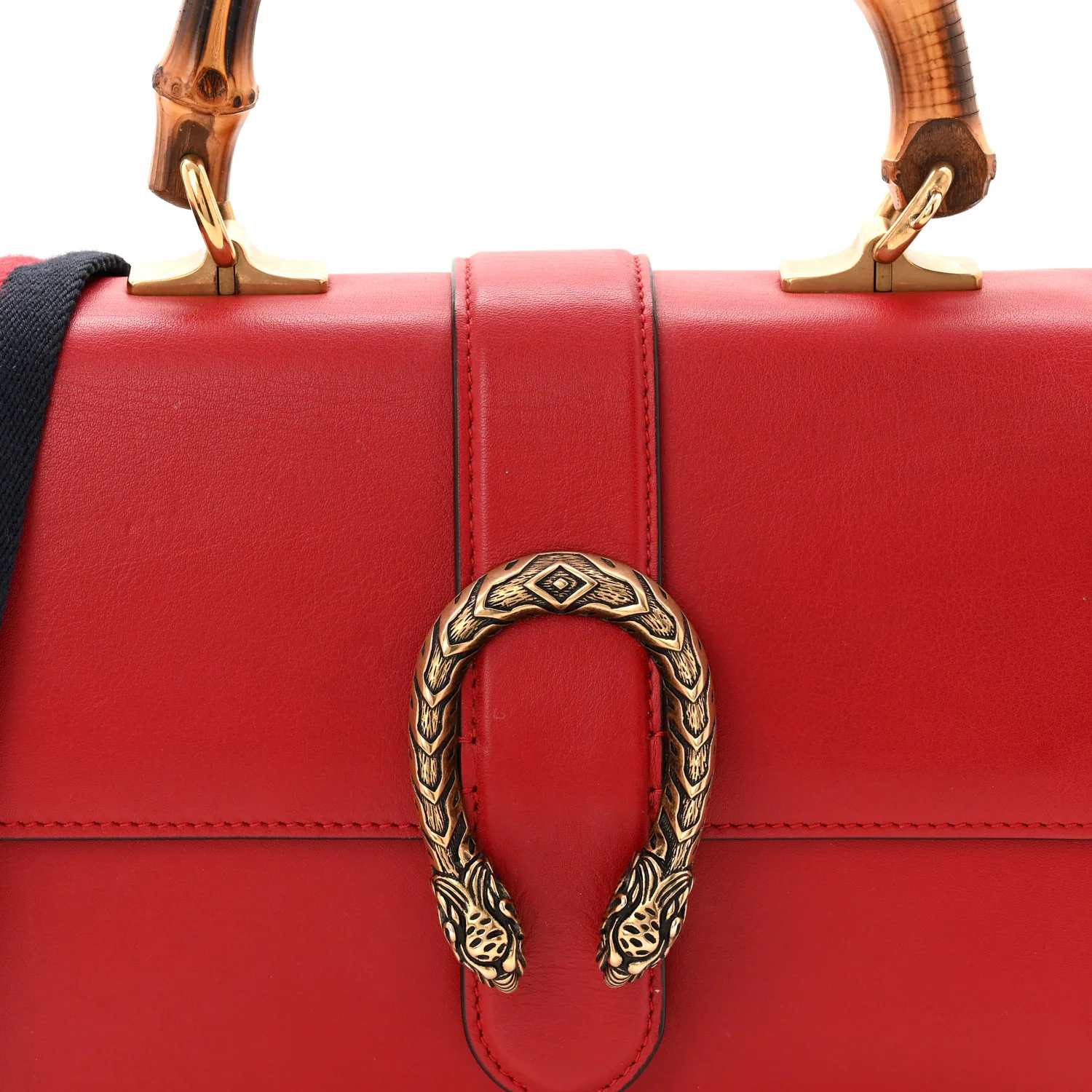 Dollar Calfskin Crystal Web Medium Dionysus Bamboo Top Handle Bag Hibiscus Red Black Diamond - Image 8