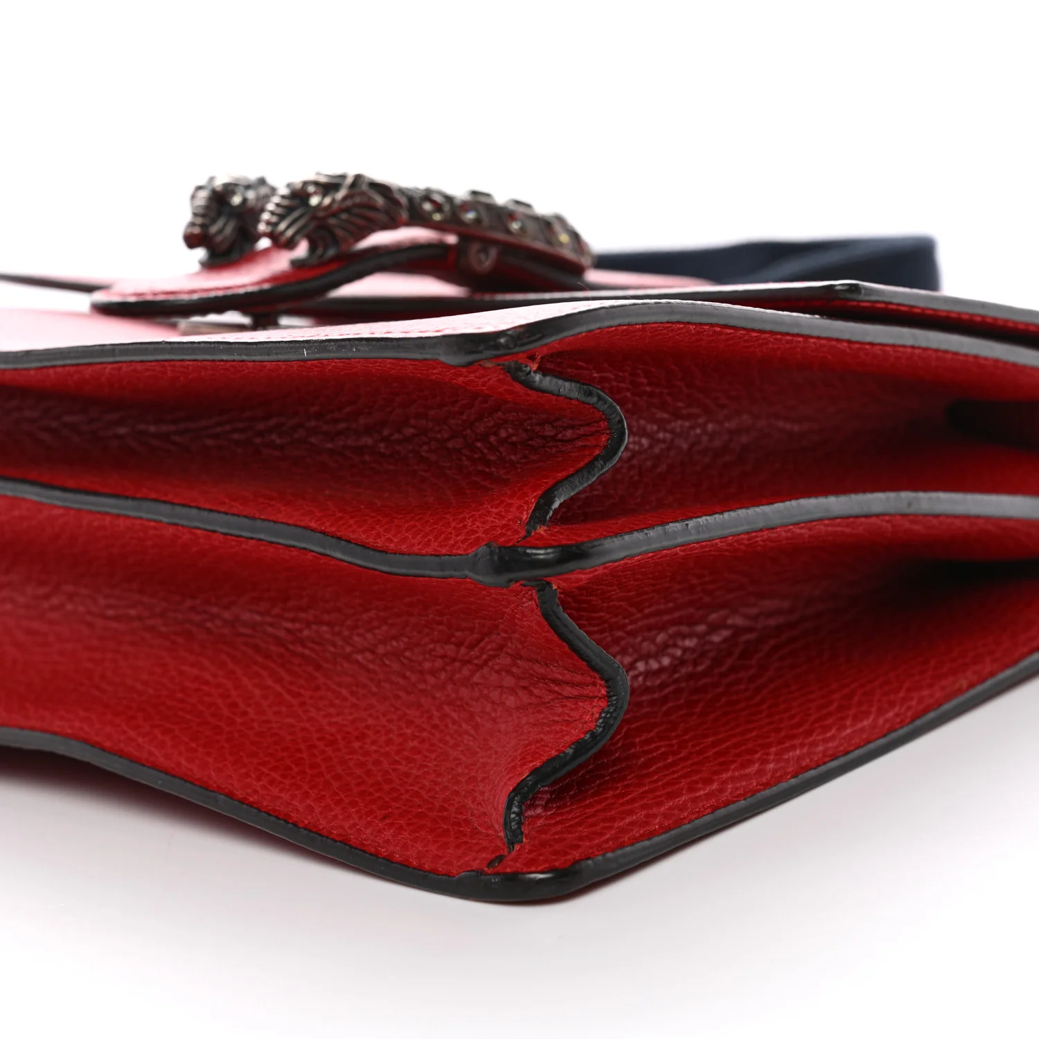 Dollar Calfskin Crystal Web Medium Dionysus Bamboo Top Handle Bag Hibiscus Red Black Diamond - Image 10