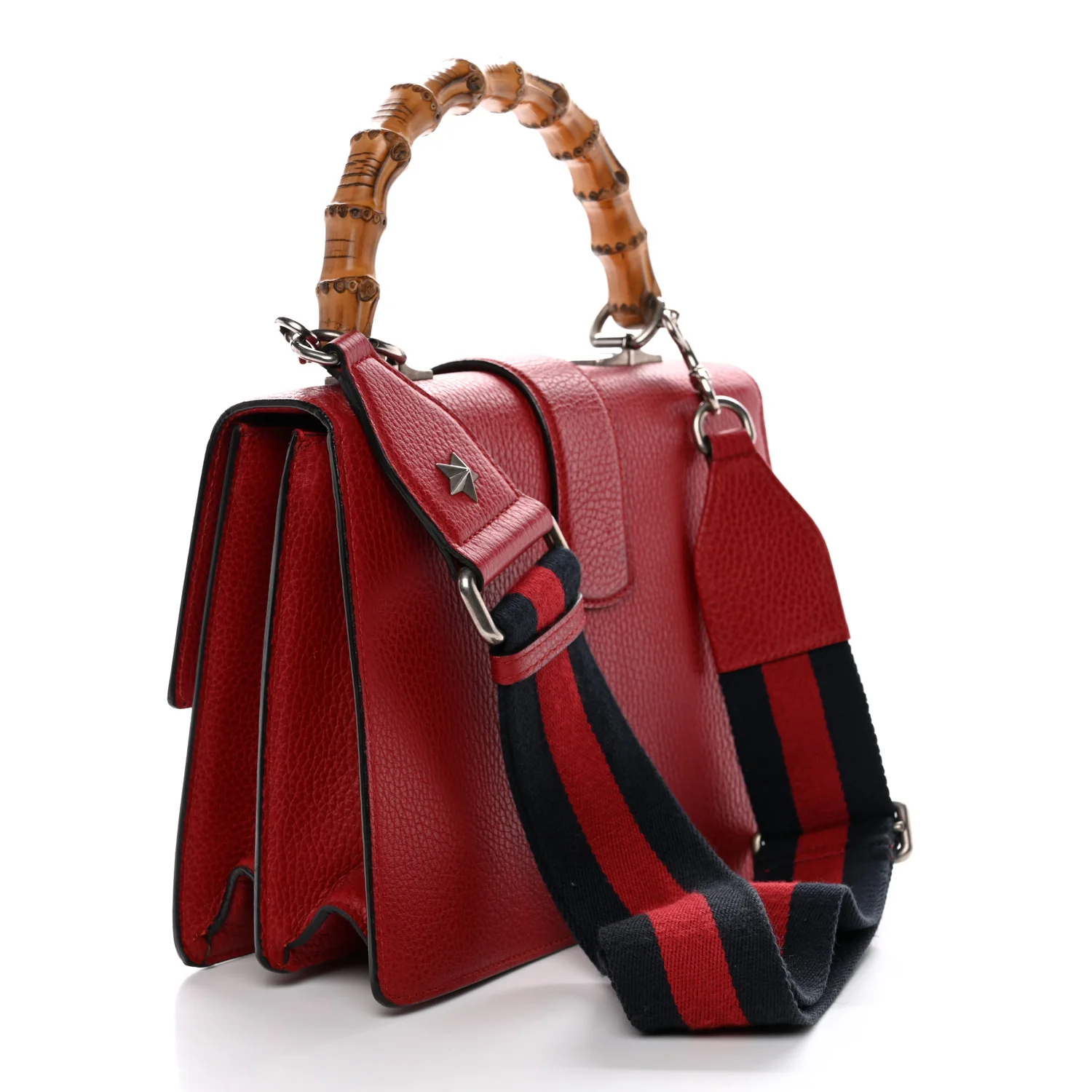Dollar Calfskin Crystal Web Medium Dionysus Bamboo Top Handle Bag Hibiscus Red Black Diamond - Image 3