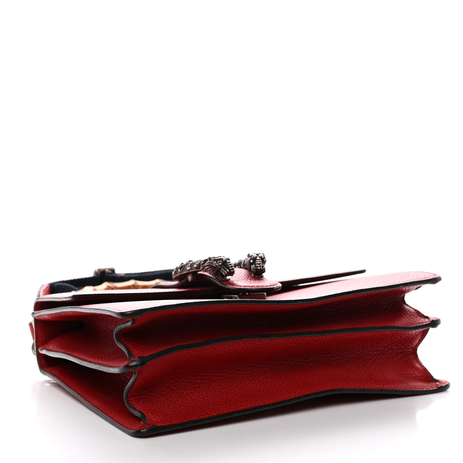 Dollar Calfskin Crystal Web Medium Dionysus Bamboo Top Handle Bag Hibiscus Red Black Diamond - Image 4